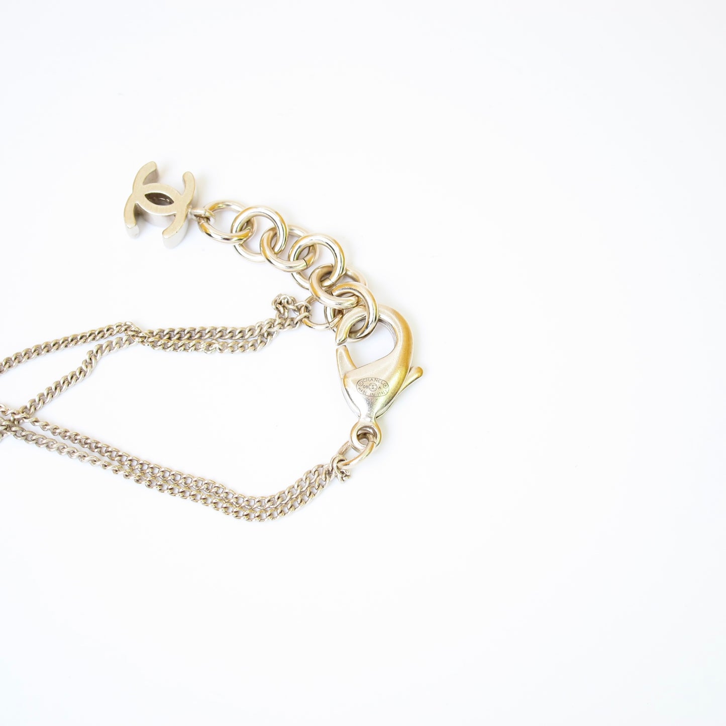 Chanel Vintage CC Logo and Flower Golden Bracelet