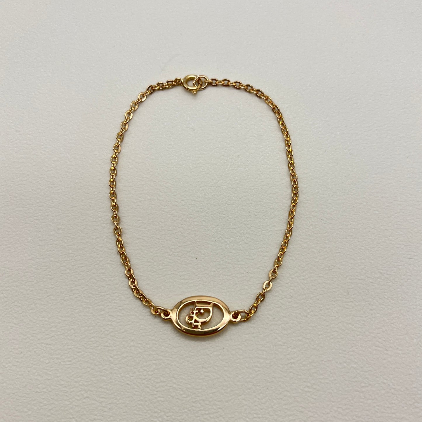 Christian Dior Vintage Dior Logo in Oval Shape Golden Bracelet