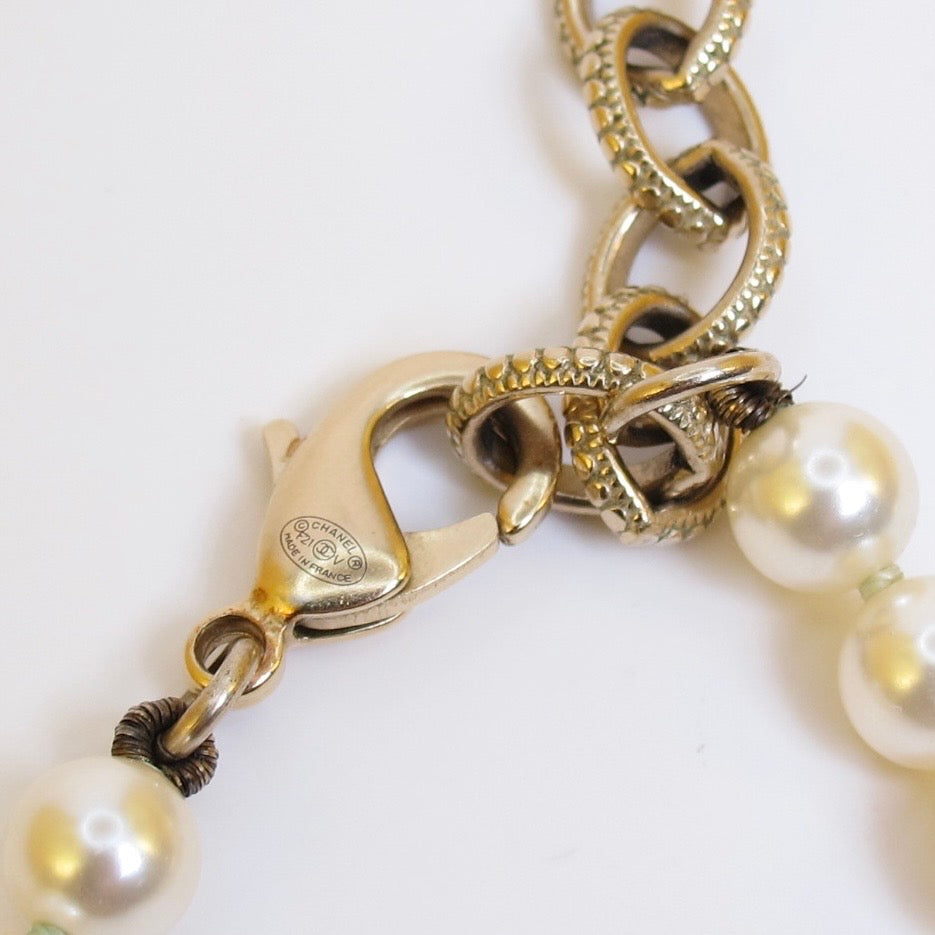 Chanel Vintage 100th Anniversary Centenary CC Logo Pearl Necklace