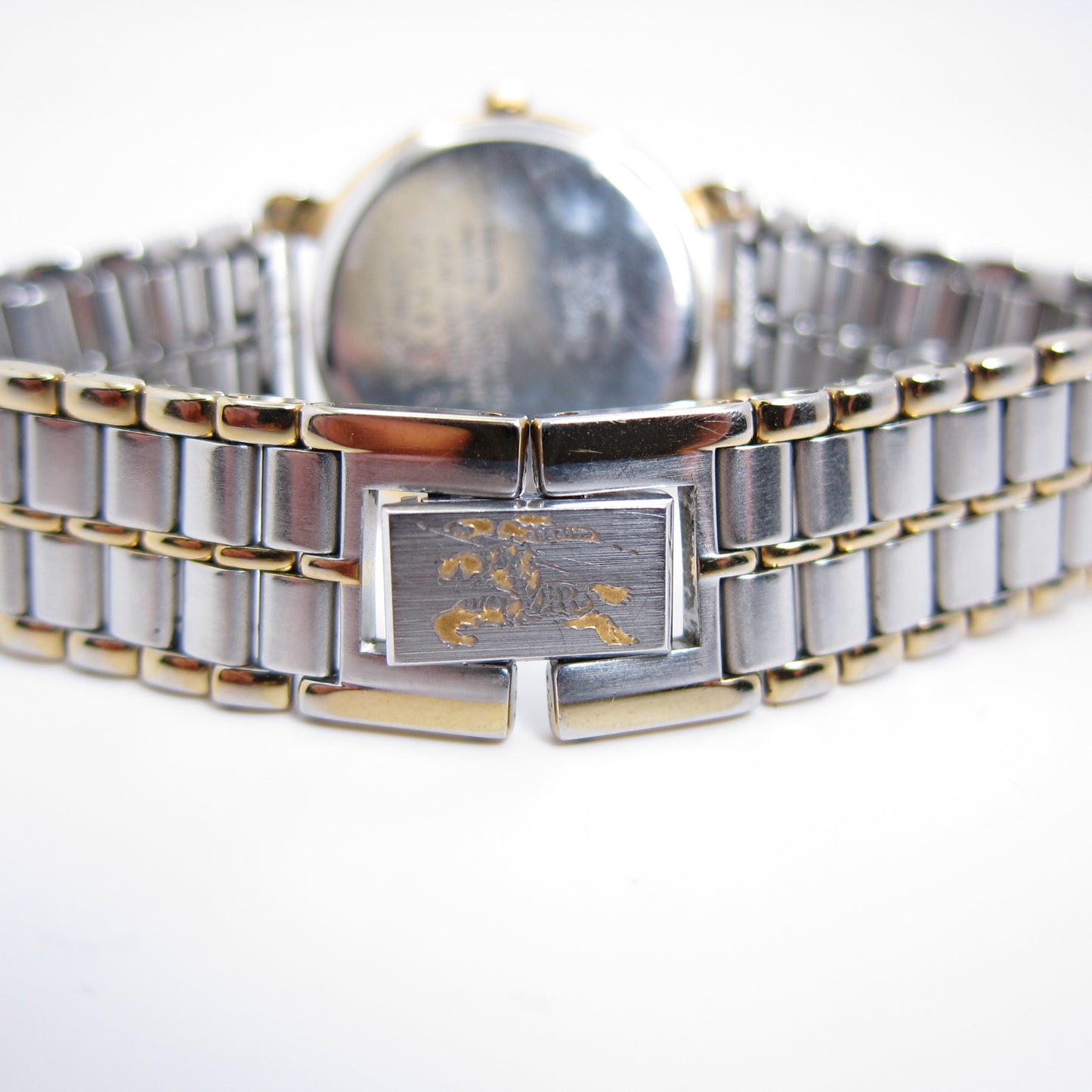 Burberry Vintage Round Black Face Two Tone Watch