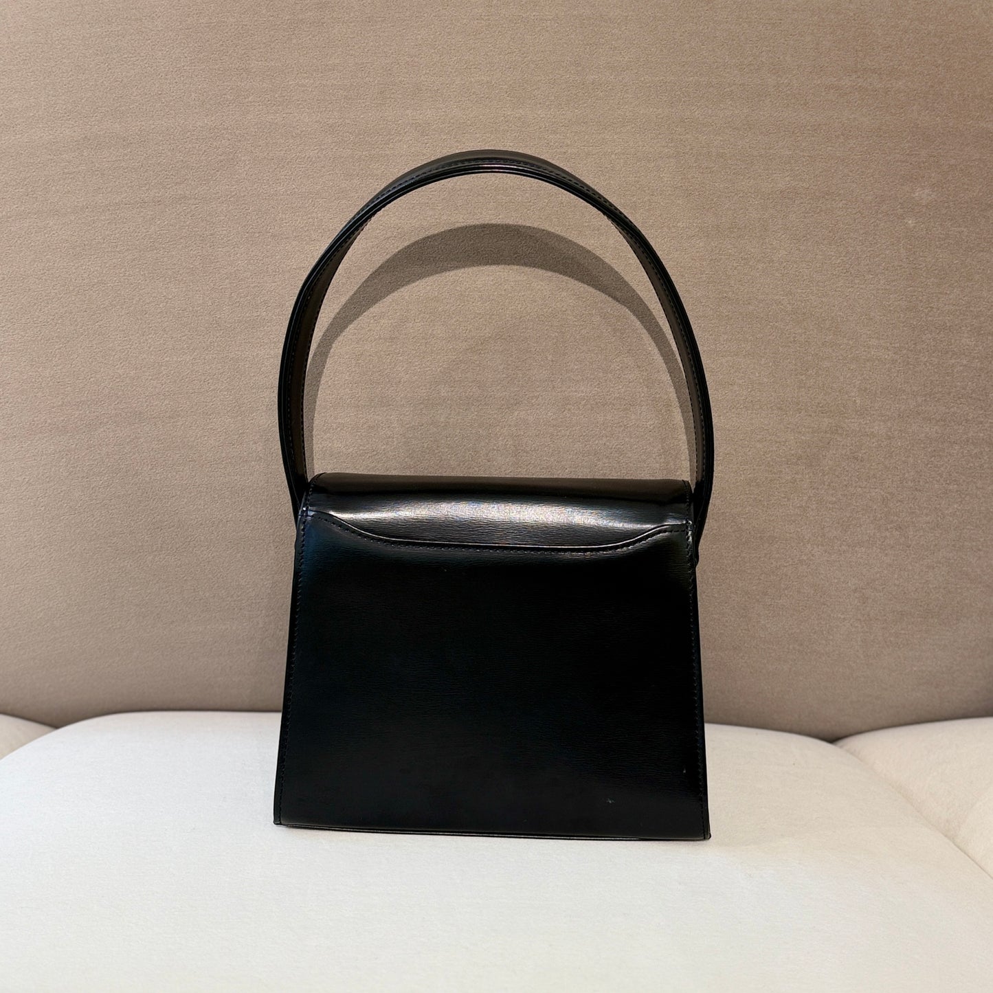 Givenchy Flap Logo Black Leather Mini Top Handle Handbag
