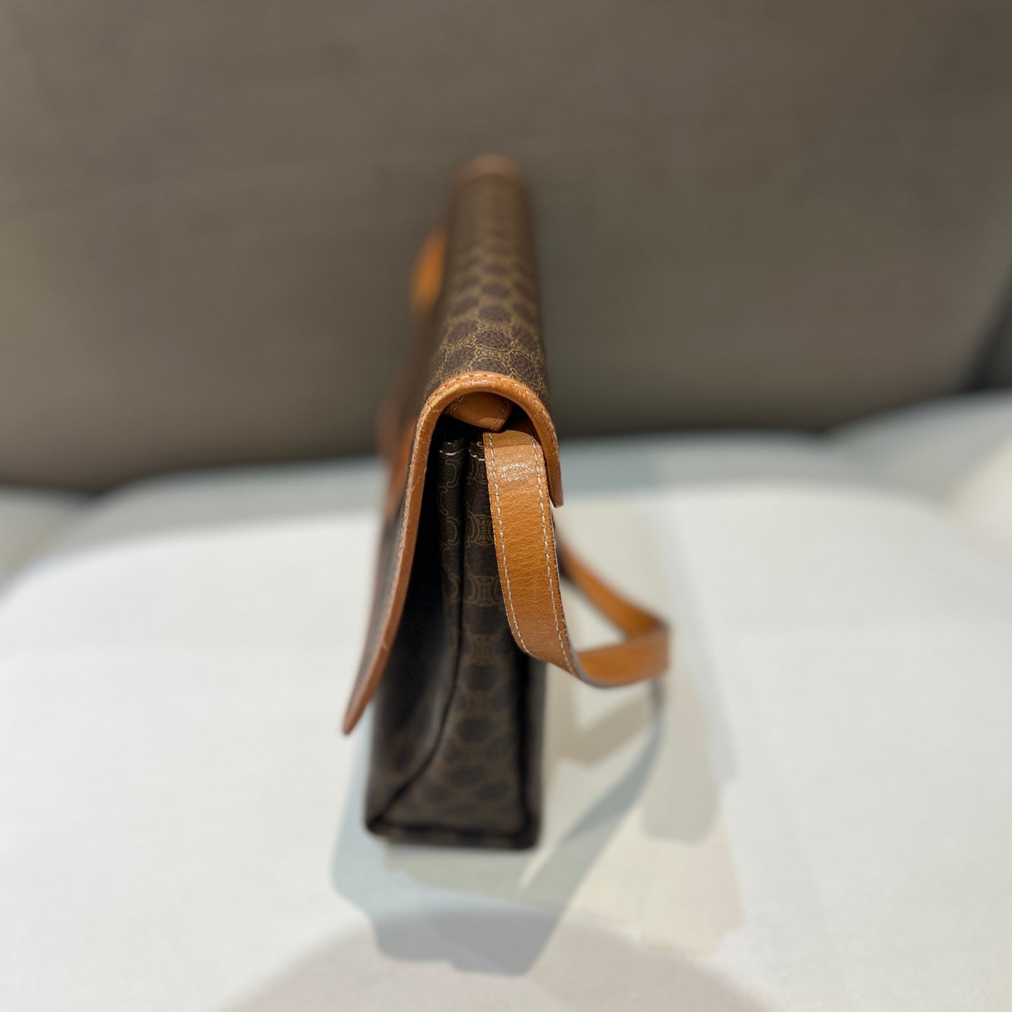 Celine Vintage Brown Macadam Shoulder Bag