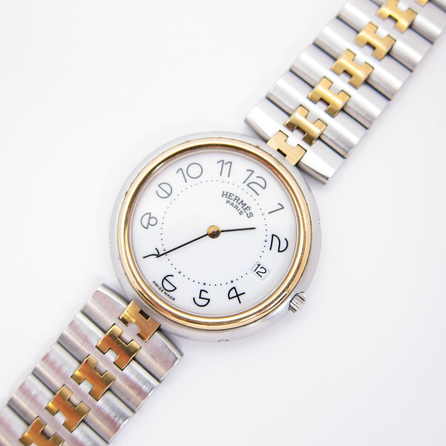 Hermes Vintage Profile White Face with Date and H Bracelet Watch