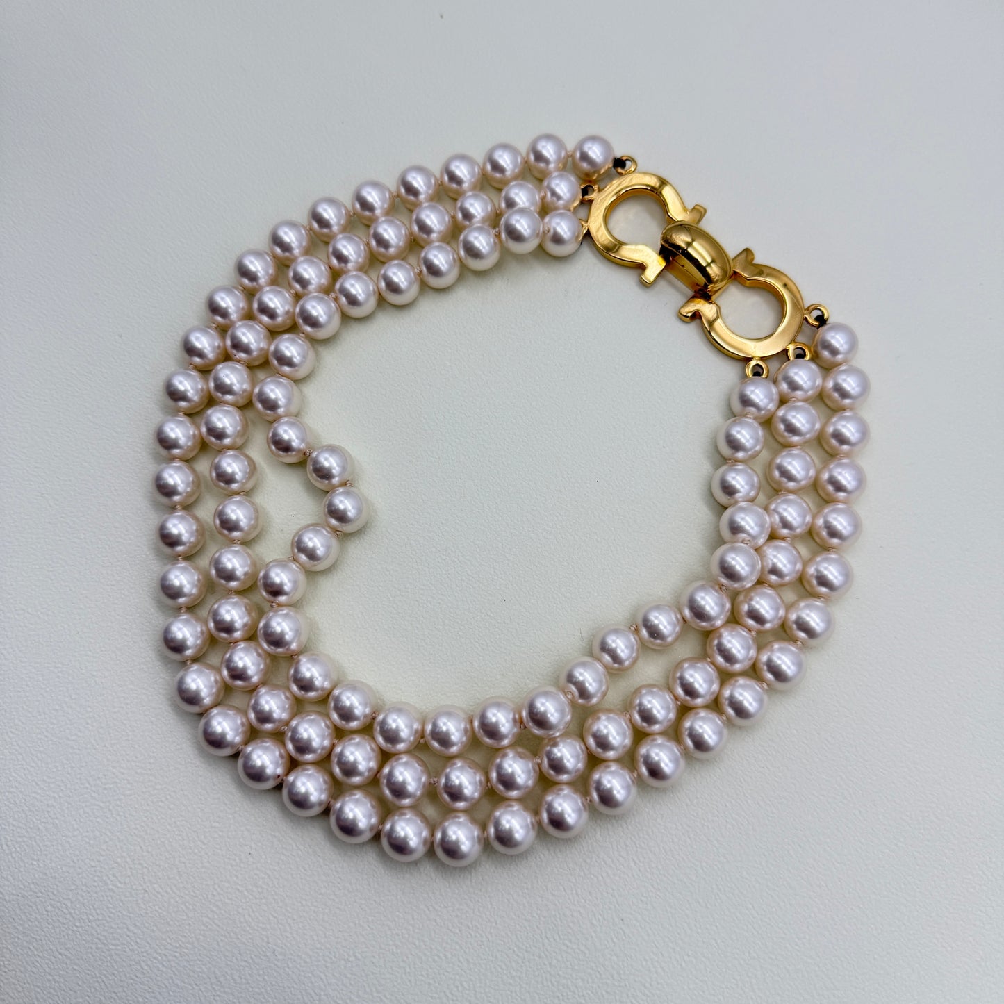 Ferragamo Vintage Gancini Pearl Choker