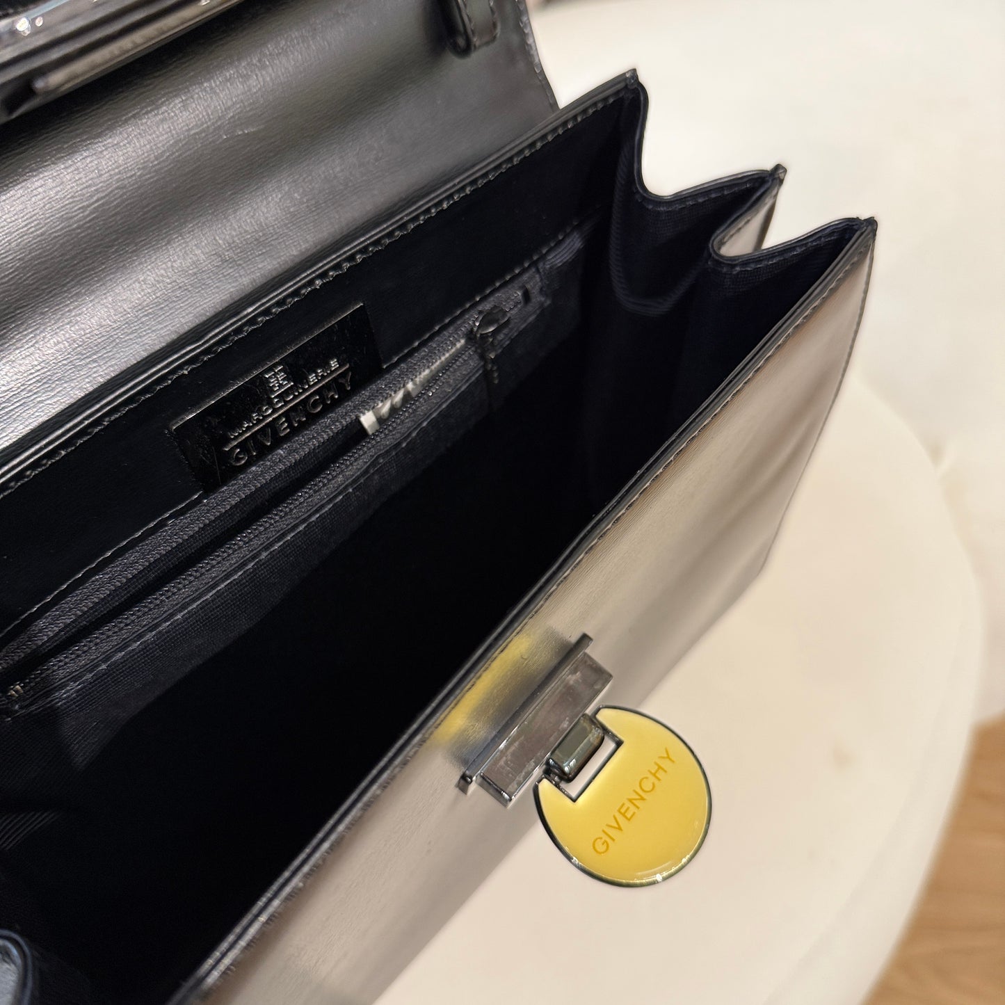 Givenchy Vintage Flipped Two Tone Buckle Black Top Handle 2-Way Shoulder Bag