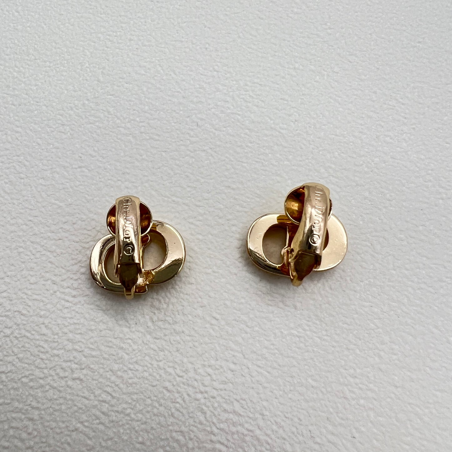 Christian Dior Vintage CD Logo Golden Clip-on Earrings