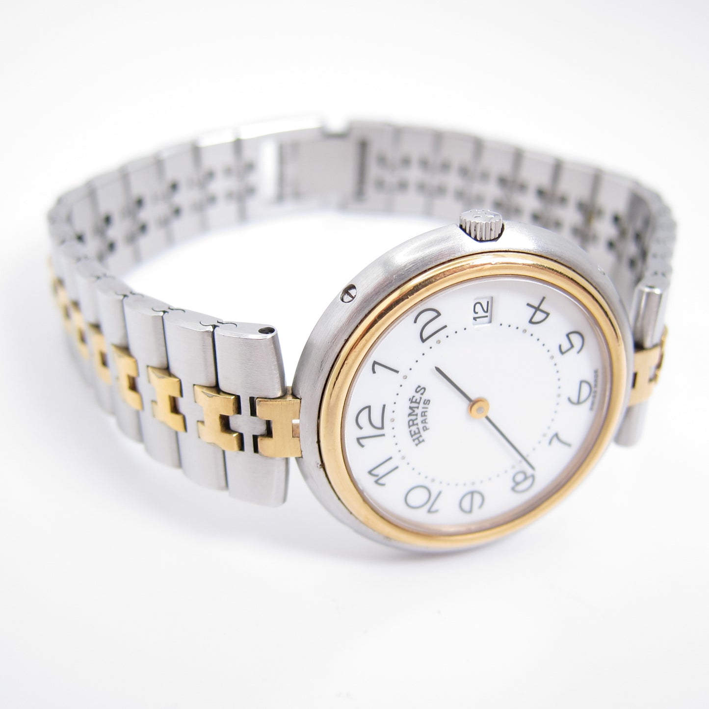Hermes Vintage Profile White Face with Date and H Bracelet Watch