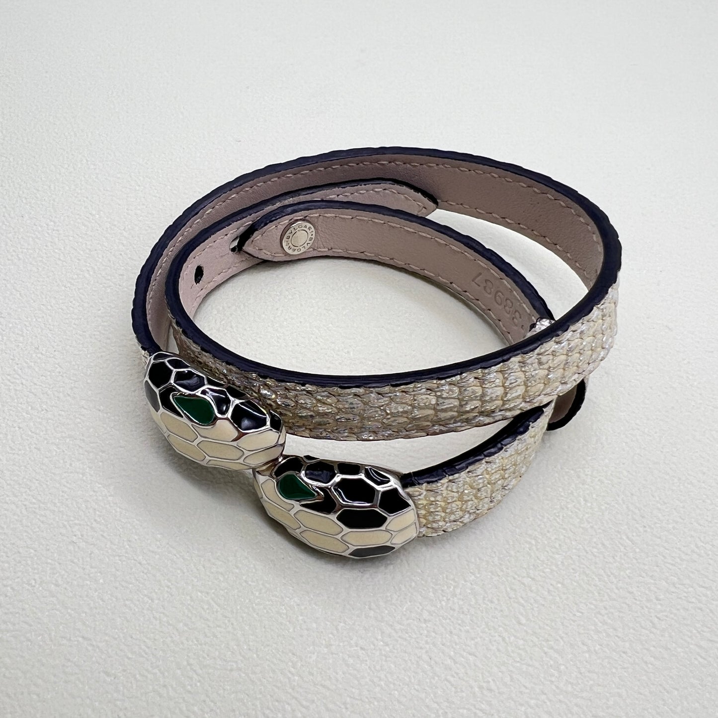 Bvlgari Vintage Serpenti Forever Shiny Lizard Leather Bracelet