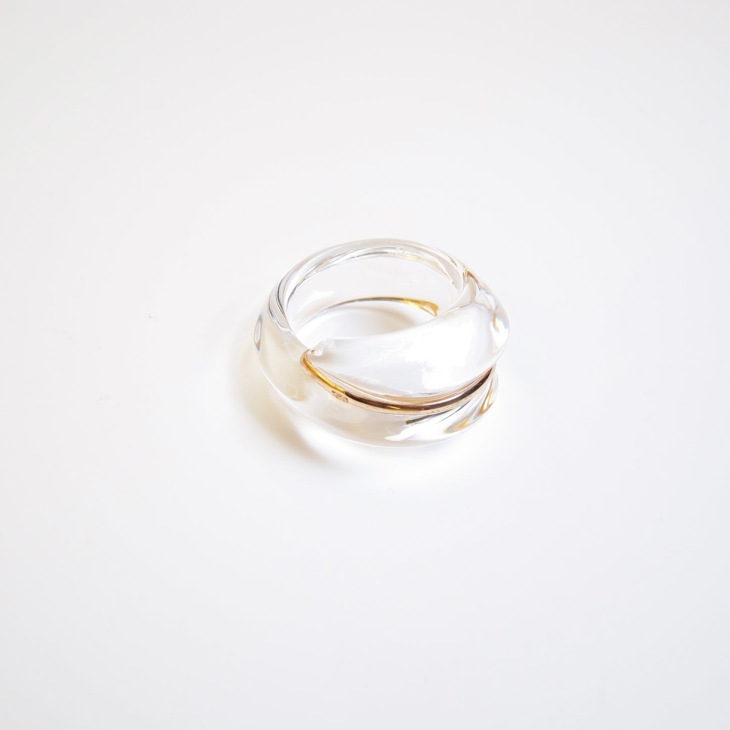 Baccarat Vintage 18K Gold and Clear Crystal Ring #13