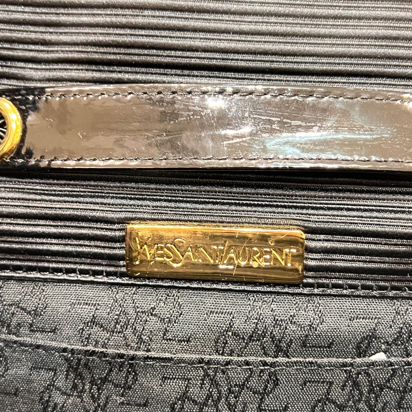 Yves Saint Laurent Vintage Ysl Heart Crystal Black Leather Shoulder Bag