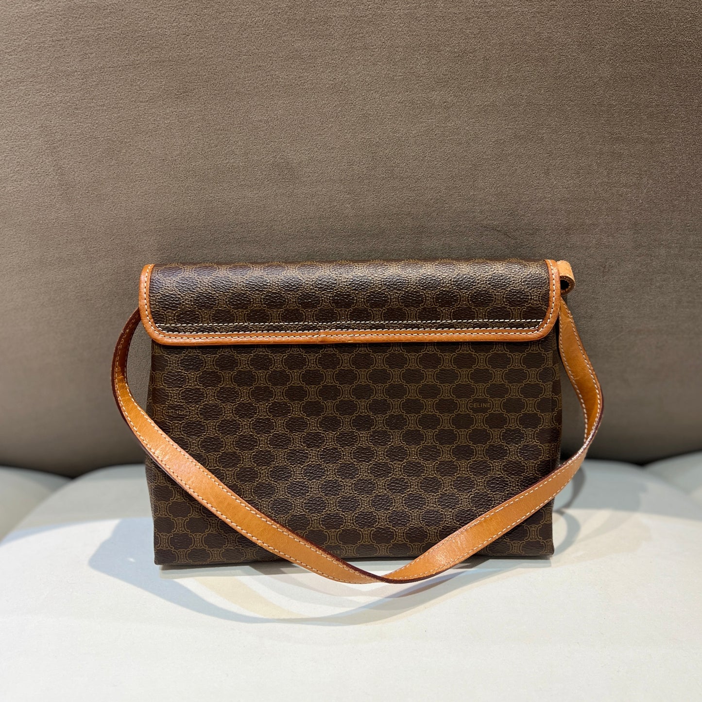 Celine Vintage Brown Macadam Shoulder Bag