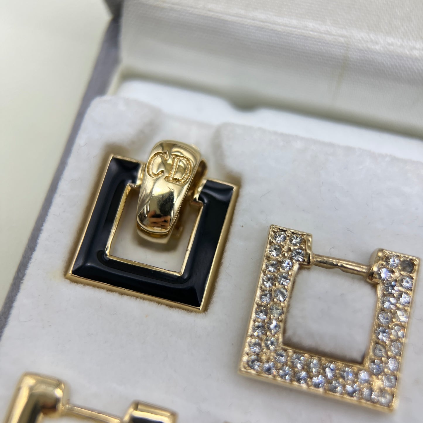 Christian Dior Vintage CD Logo 3 Sets Changeable Clip-on Earrings