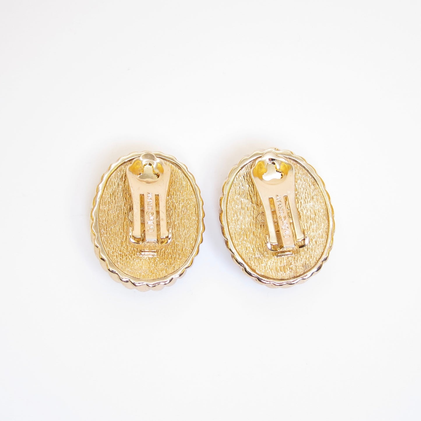 Christian Dior Vintage Oval Shaped Pearl Golden Clip-on Earrings