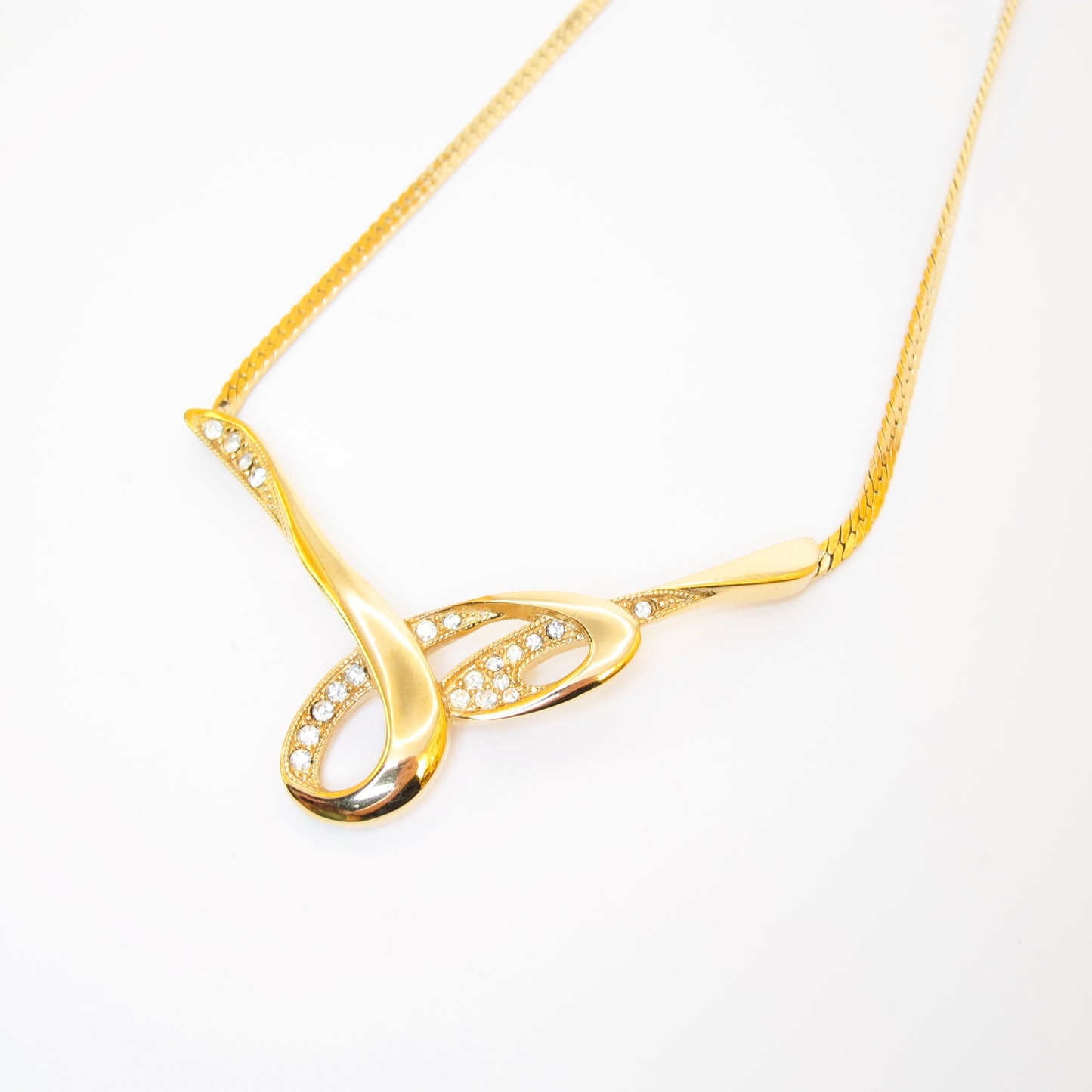 Givenchy Vintage Stylish Rhinestone Golden Pendant Necklace