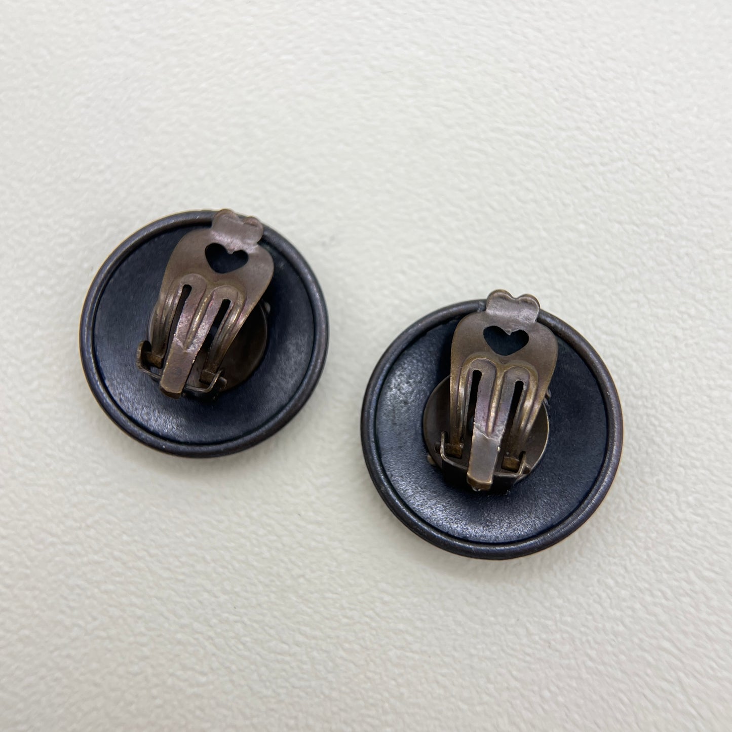 Hermes Vintage Horn Sellier Clip-on Earrings
