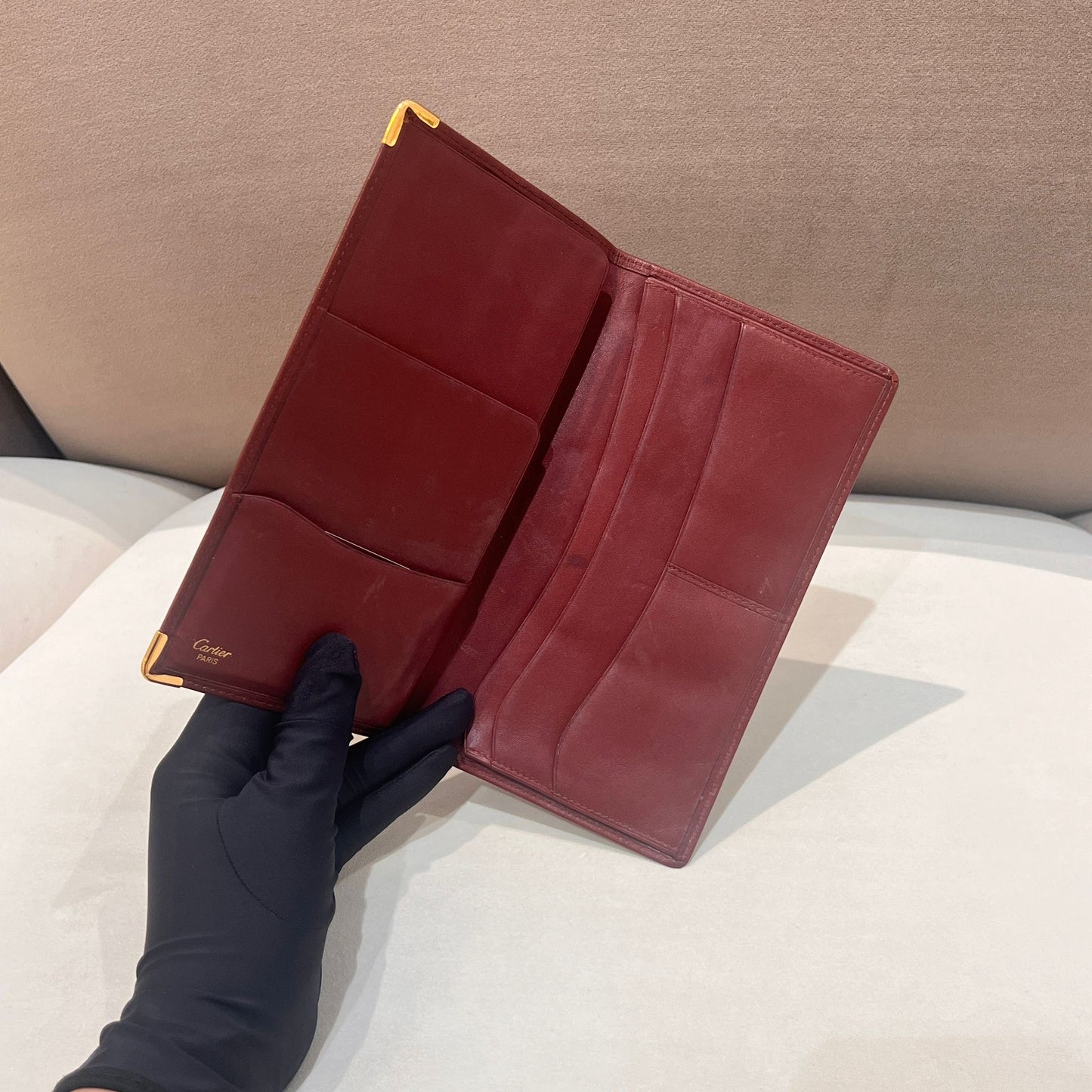 Cartier Vintage Must De Cartier Brown Leather Long Wallet With Card