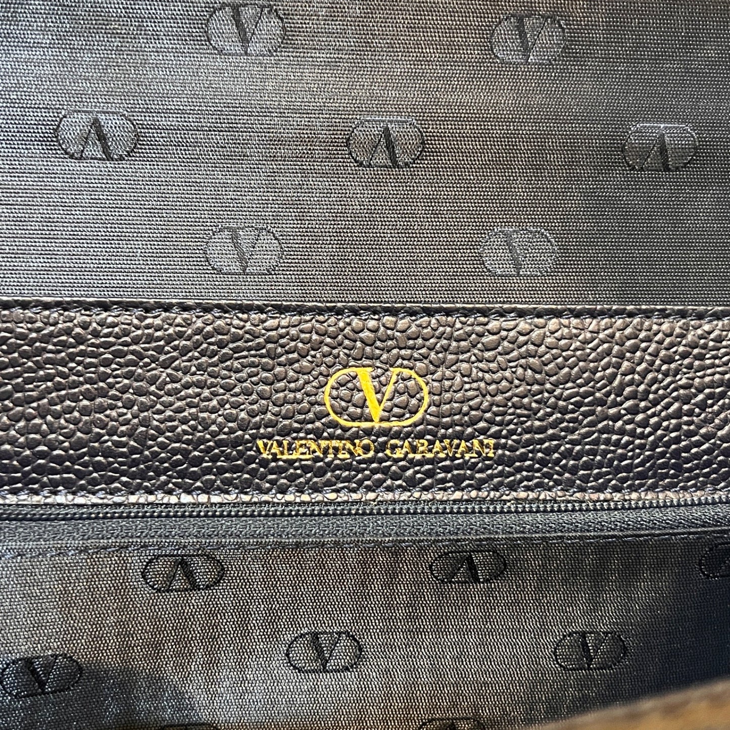 Valentino Garavani Vintage Navy Leather Top Handle Bag