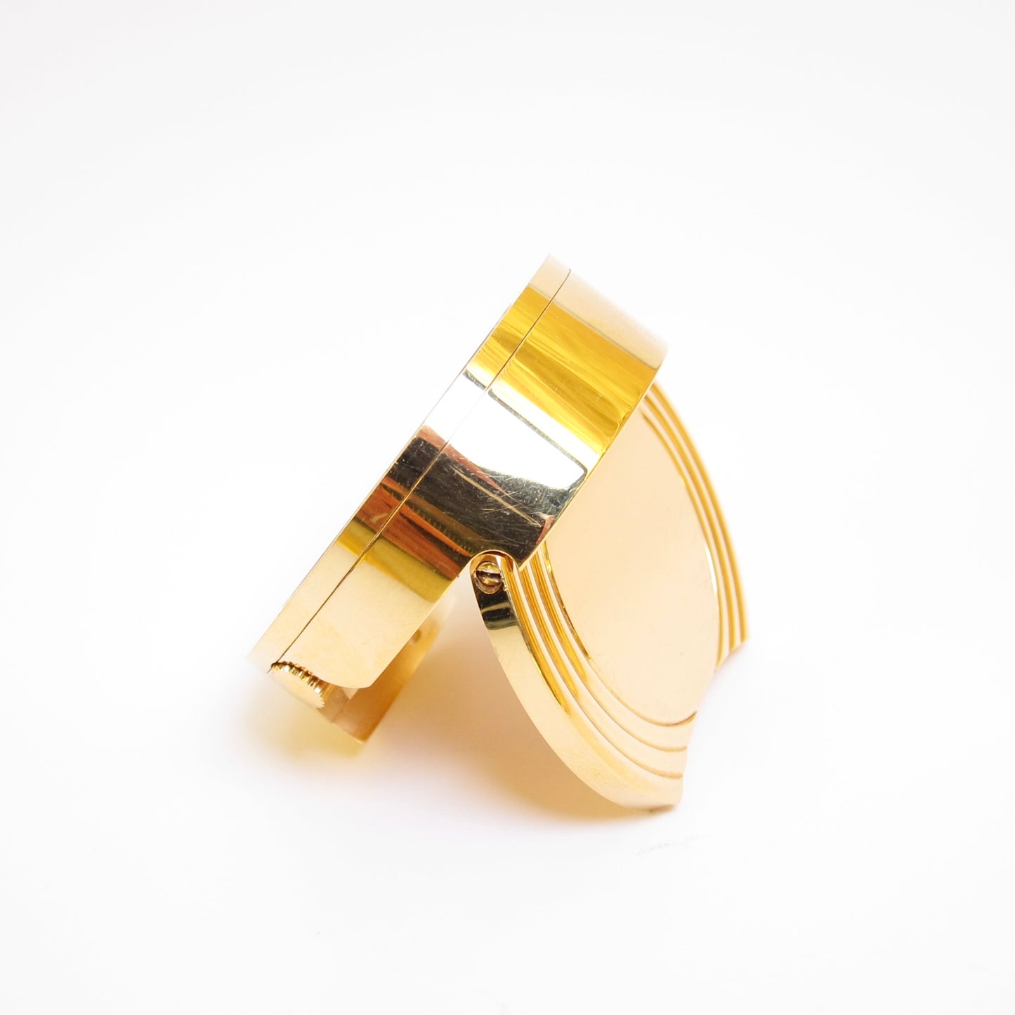 Bvlgari Vintage Round White Face Golden Table Clock