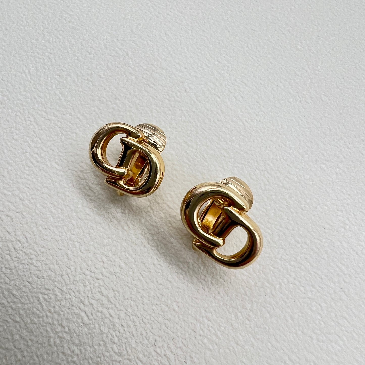 Christian Dior Vintage CD Logo Golden Clip-on Earrings