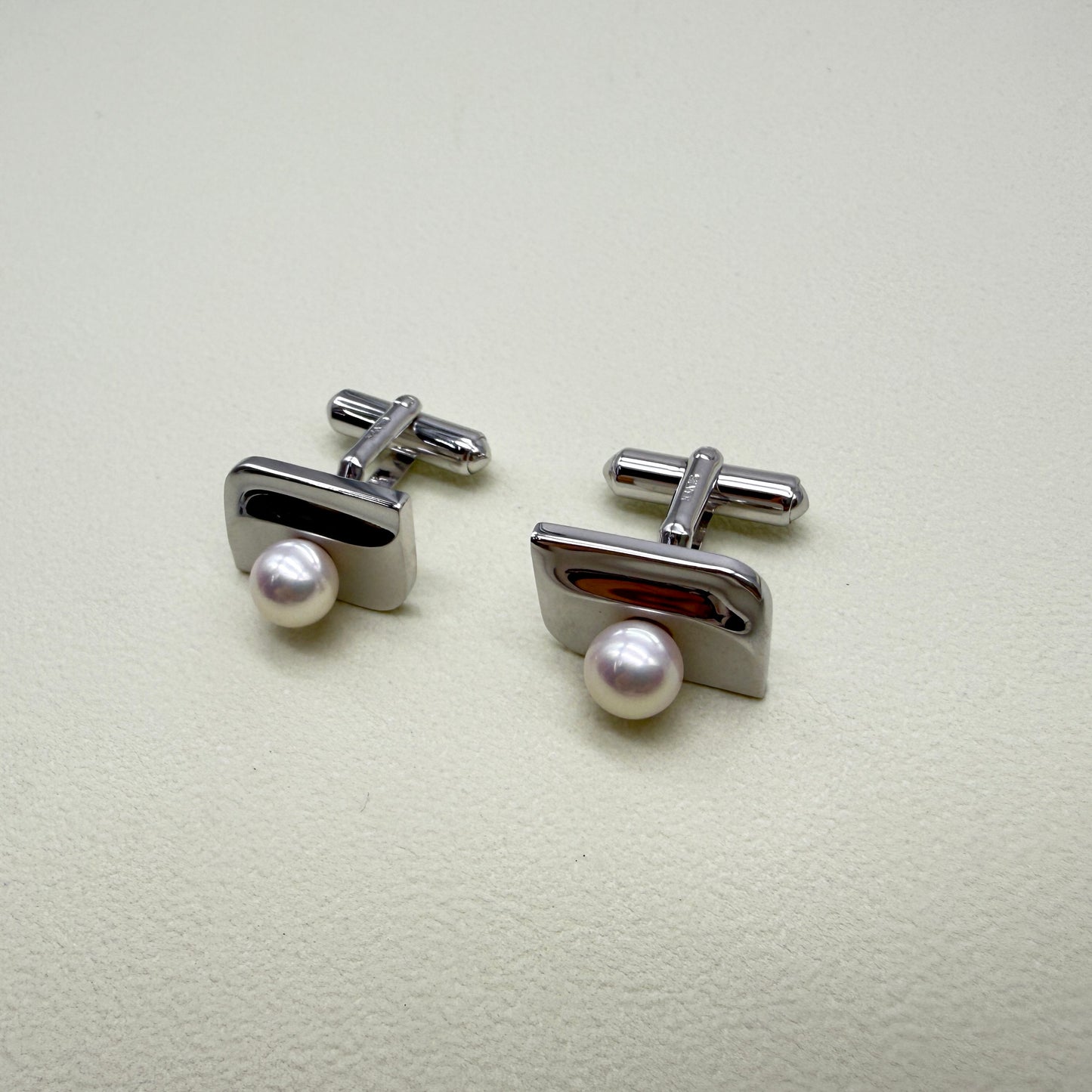Tasaki Vintage Akoya Pearl Silver Cufflinks