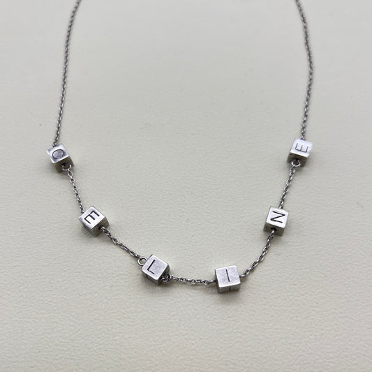 Celine Vintage Celine Logo Cube Silver Necklace