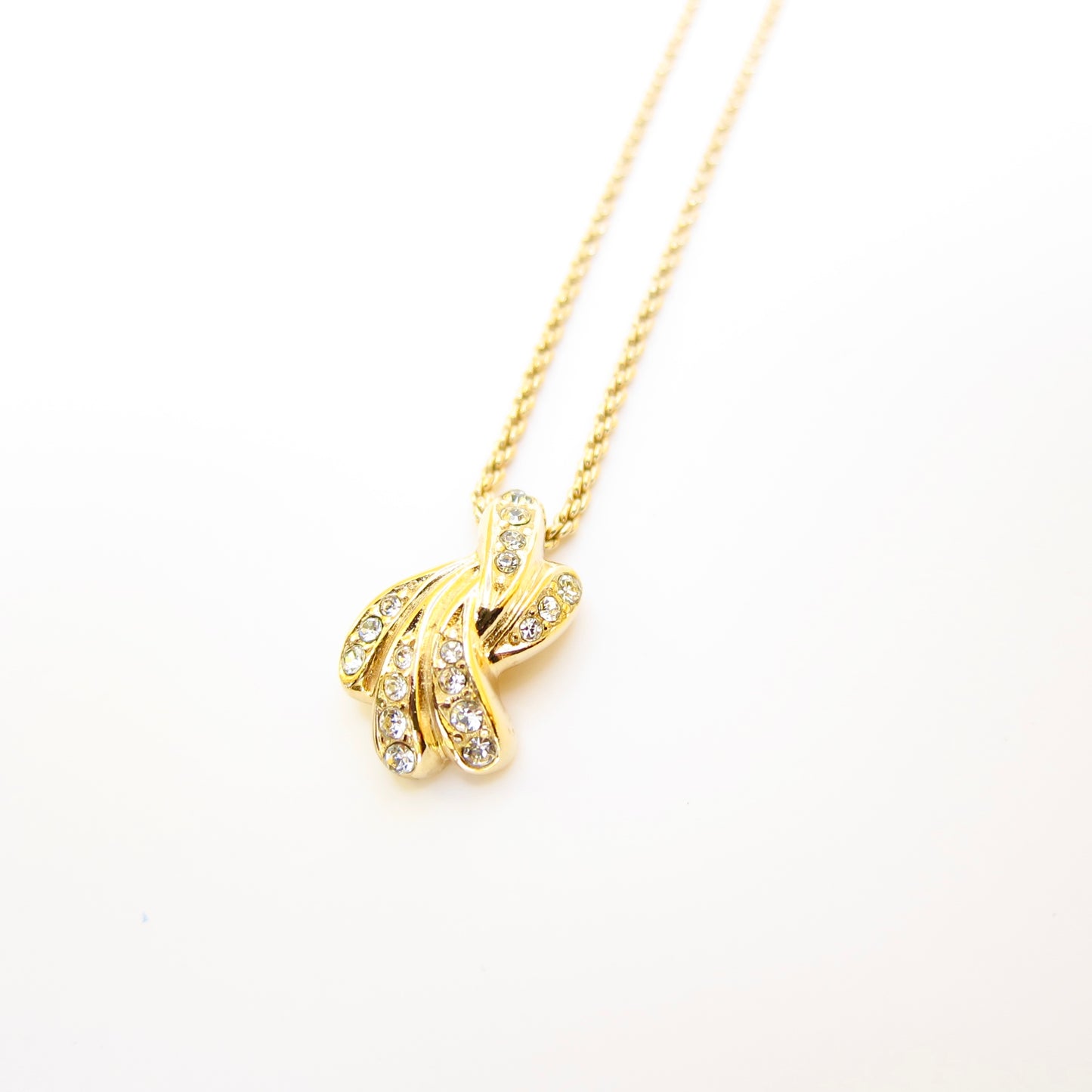 Christian Dior Vintage Stylish Rhinestone Golden Necklace