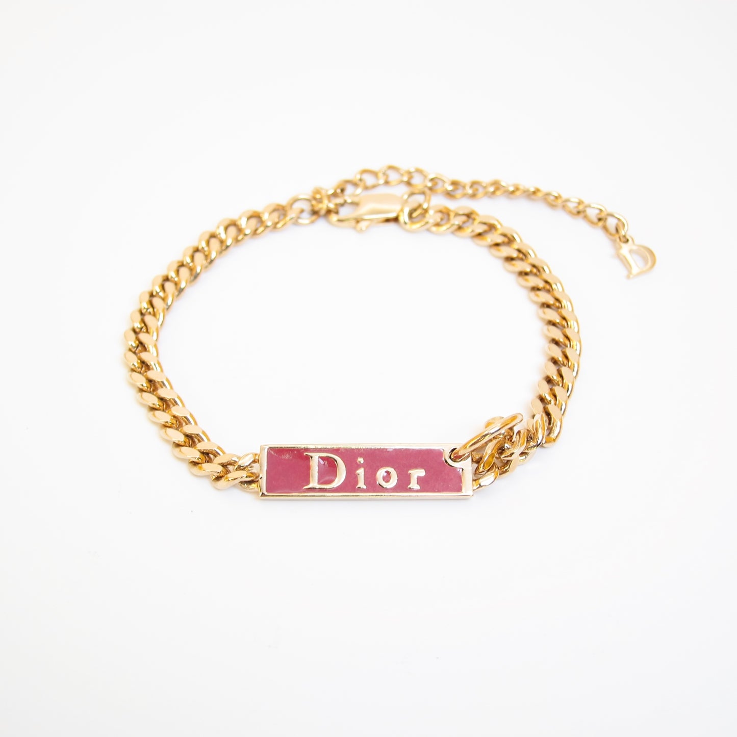 Christian Dior Vintage Dior Logo in Red and Golden Bracelet