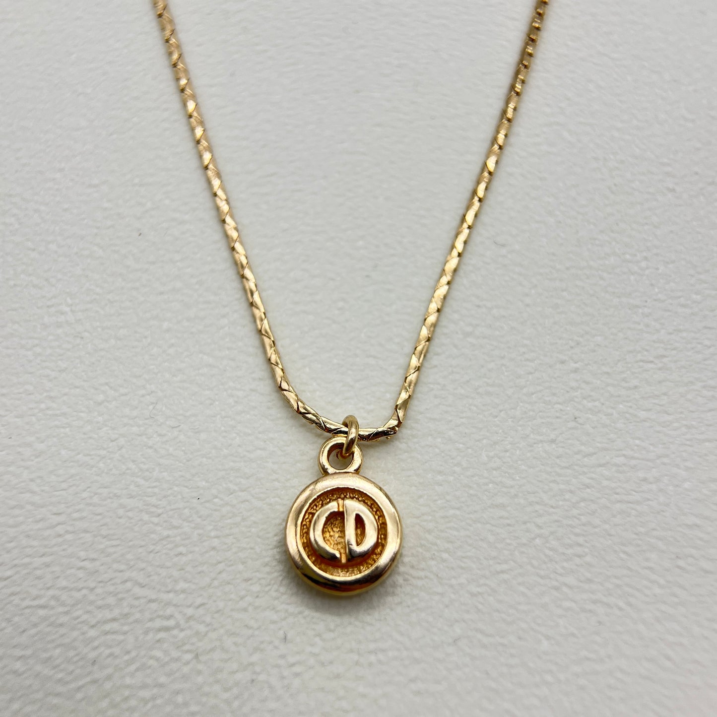 Christian Dior Vintage CD Logo in Circle Golden Necklace
