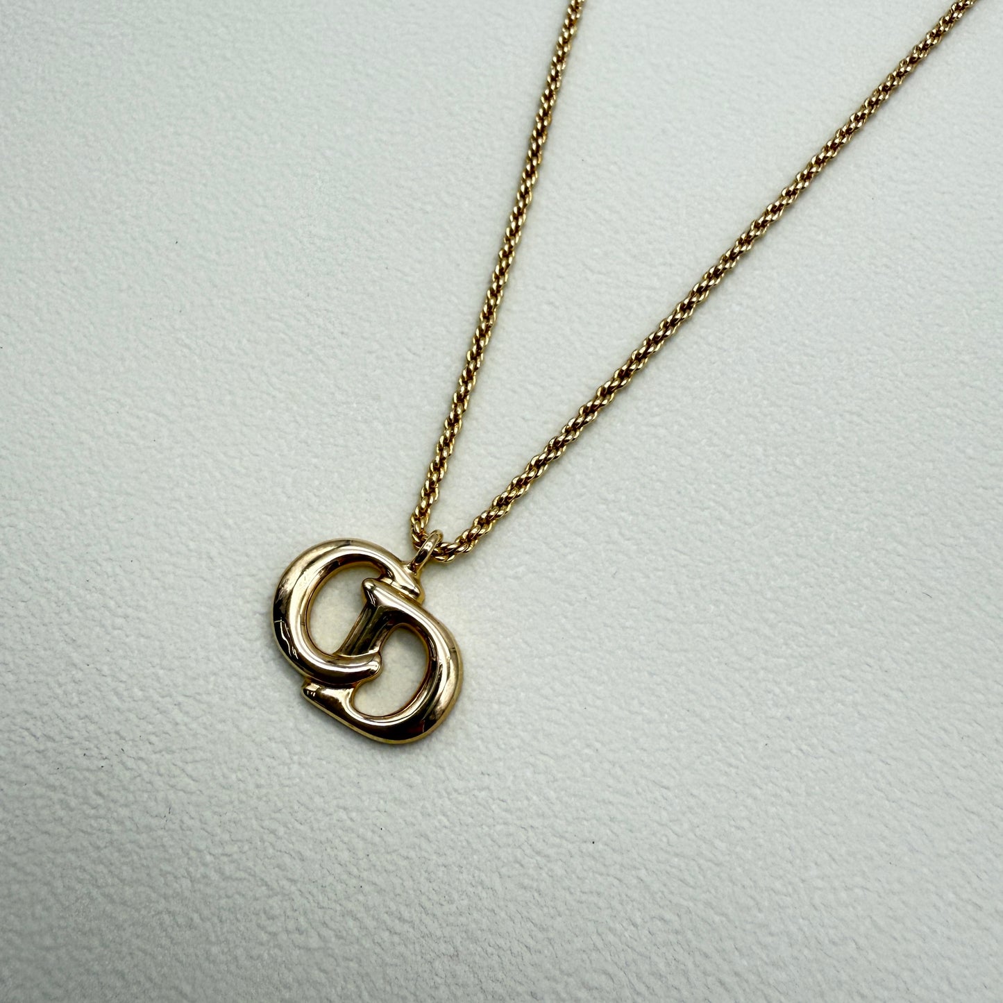 Christian Dior Vintage CD Logo Pendant Golden Necklace
