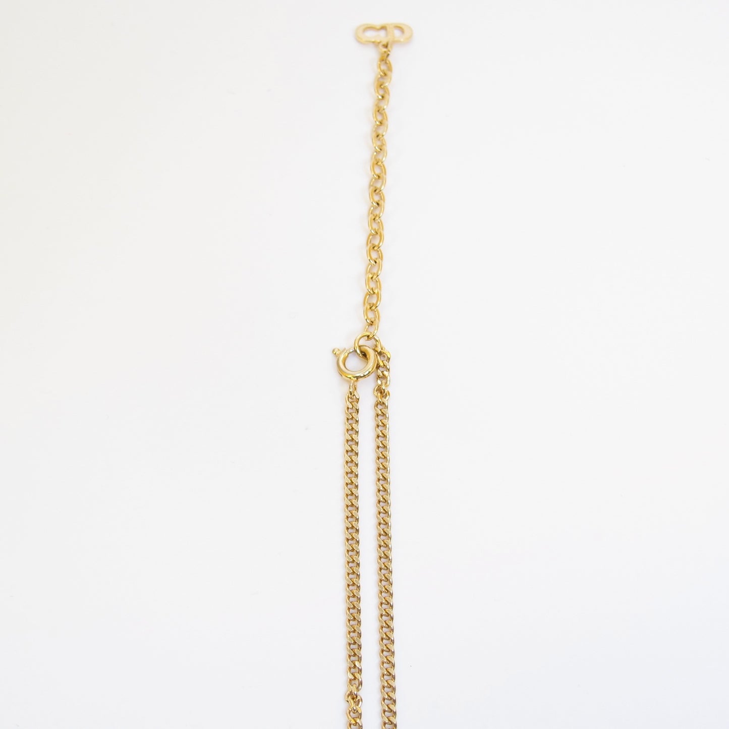 Christian Dior Vintage CD Logo Black and Rhinestone Golden Necklace