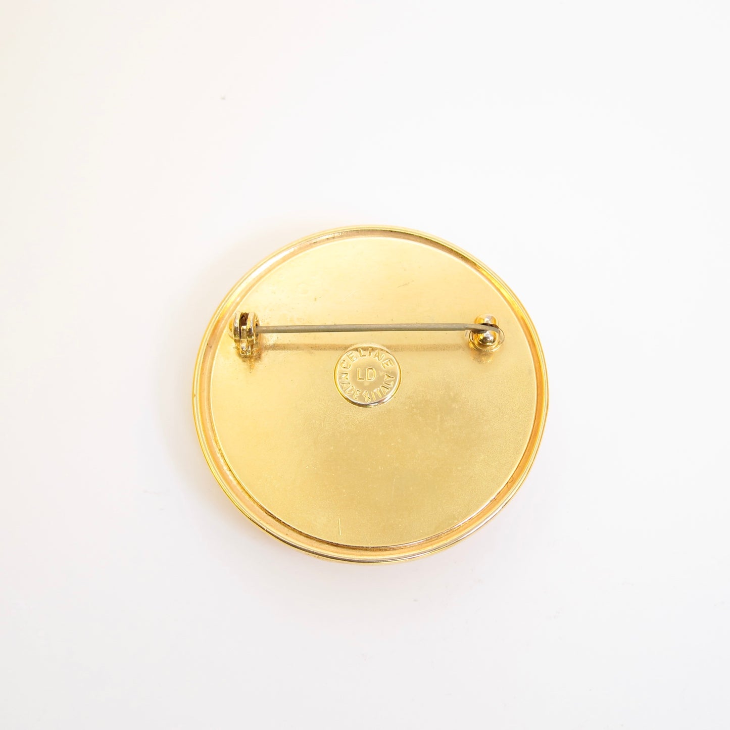 Celine Vintage Celine Logo on Mesh Golden Brooch