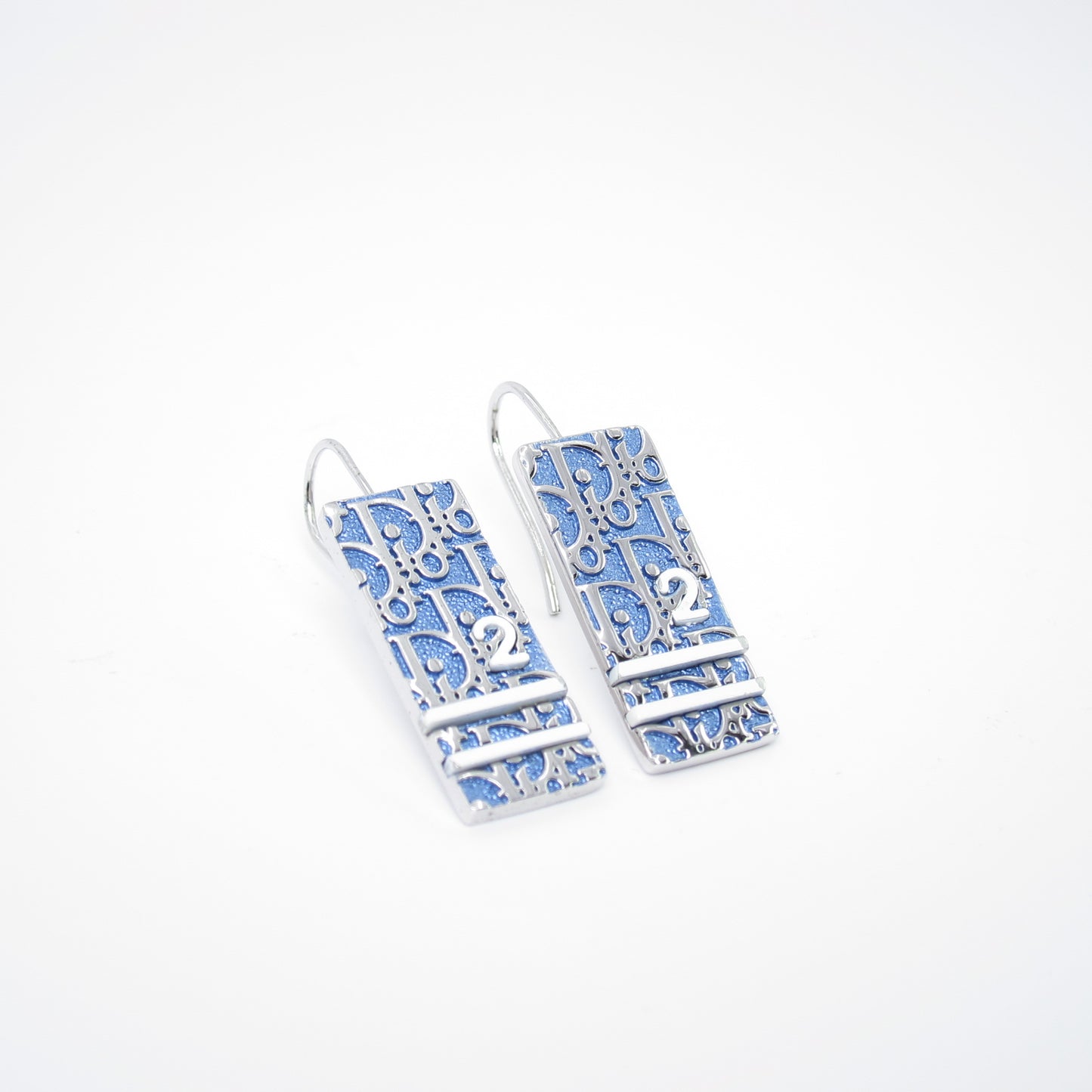 Christian Dior Vintage Sky Blue and Silver Trotter Earrings