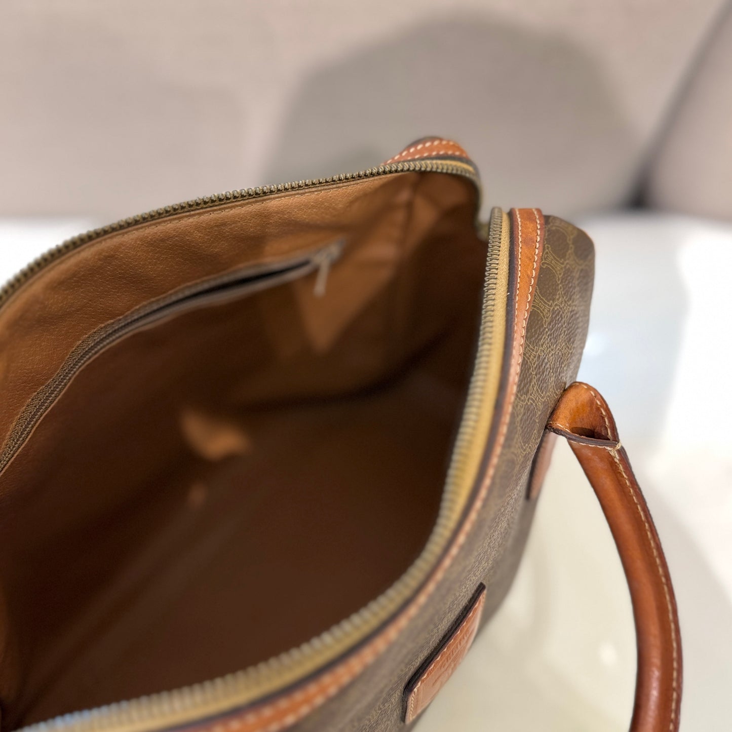 Celine Macadam Brown Canvas Handbag