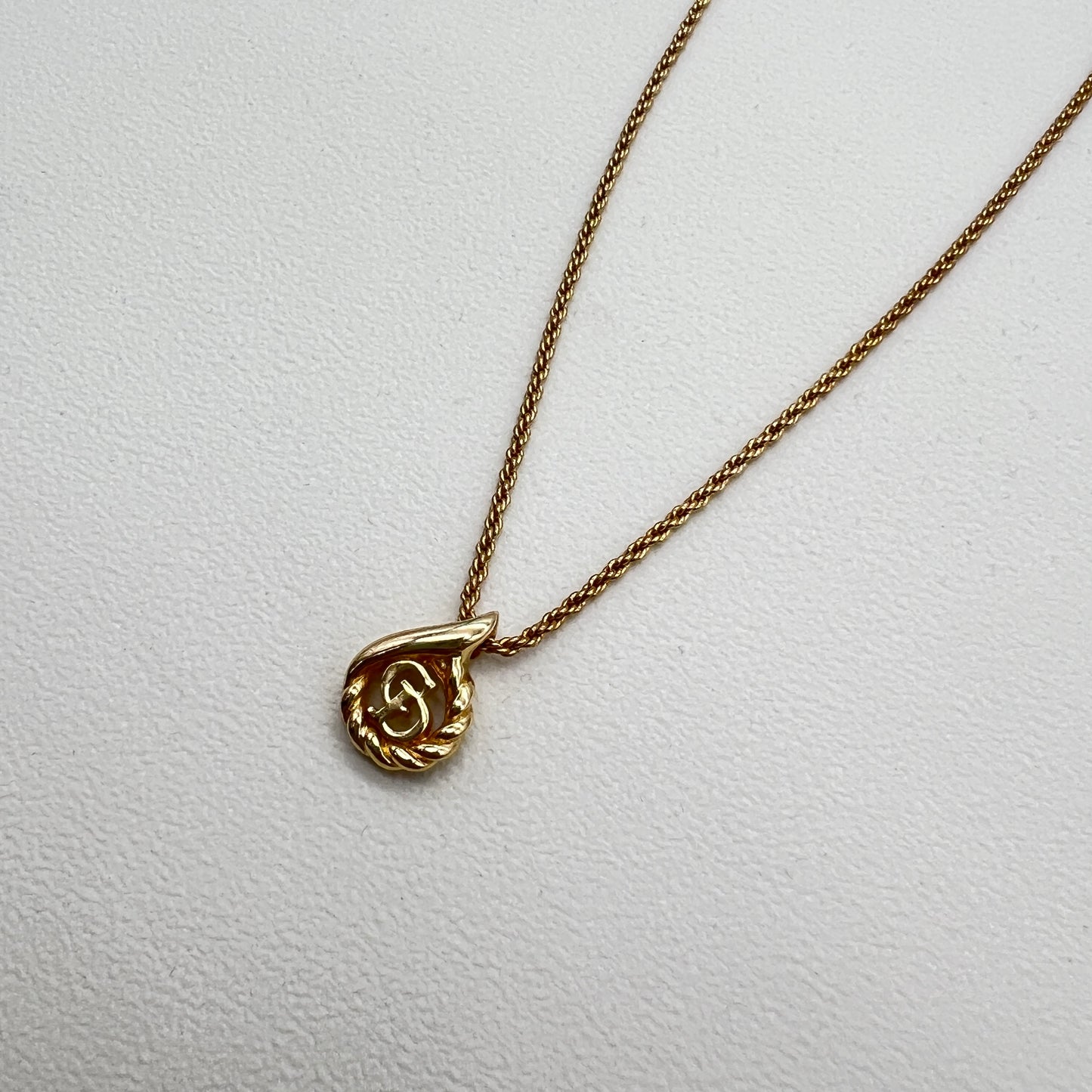 Christian Dior Vintage CD Logo and Twist Pendant Golden Necklace