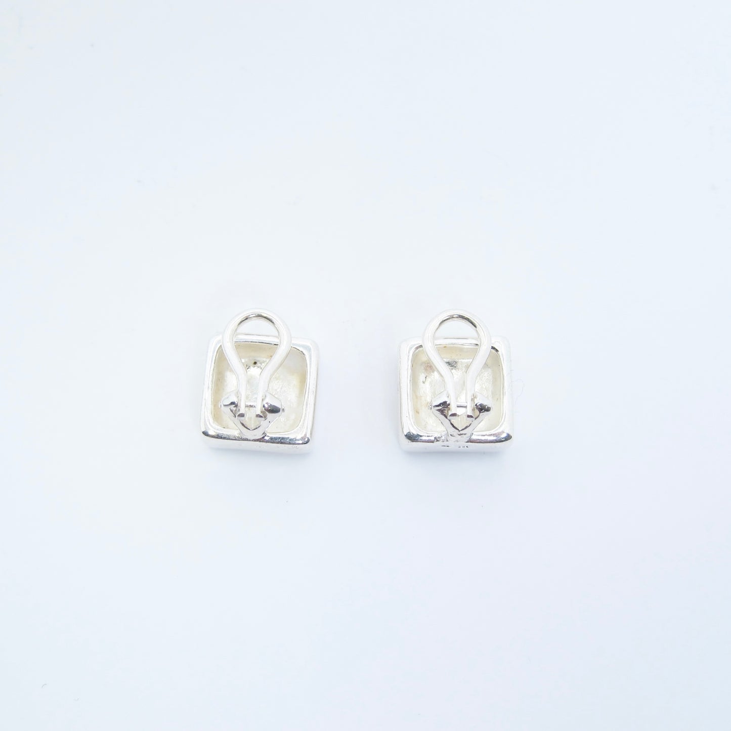 Chanel Vintage Chanel Logo and Clover Square SV 925 Silver Clip-on Earrings