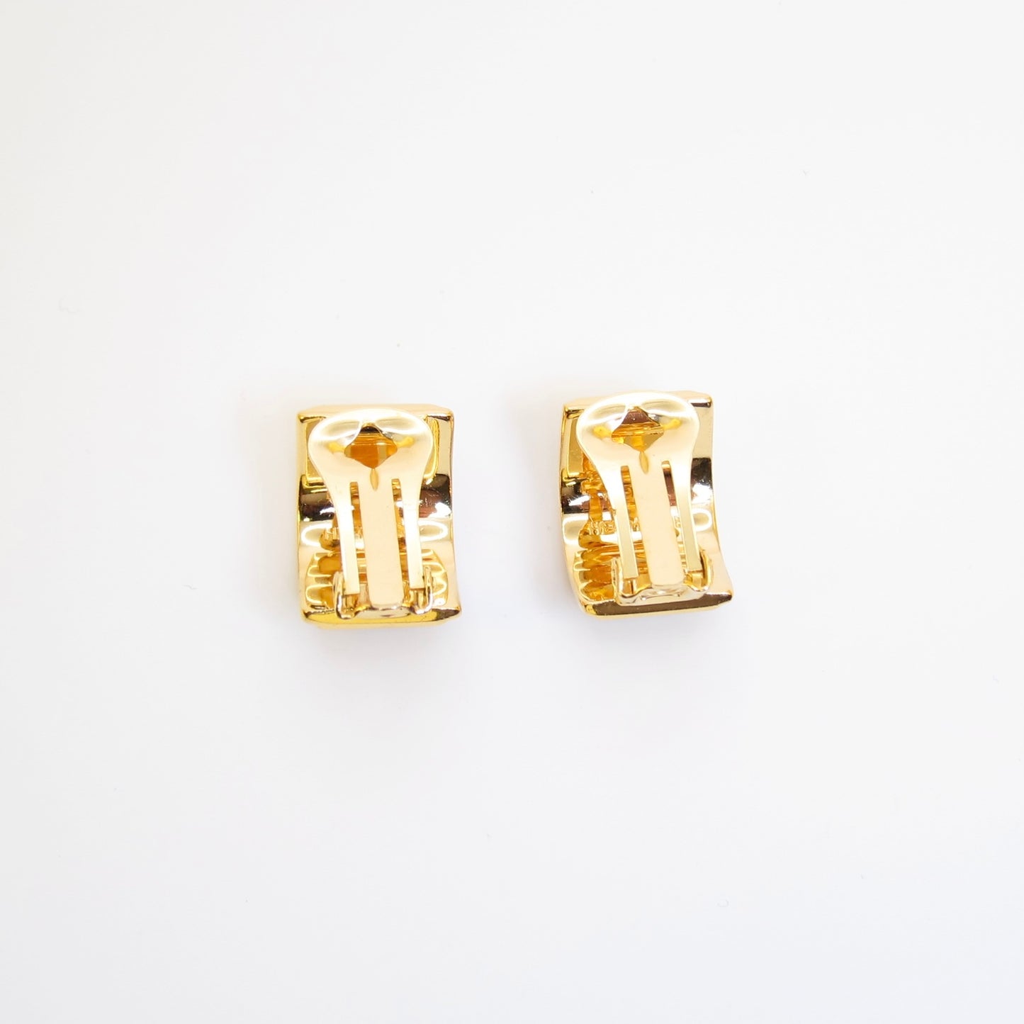 Hermes Vintage Black and Golden Enamelled Clip-on Earrings