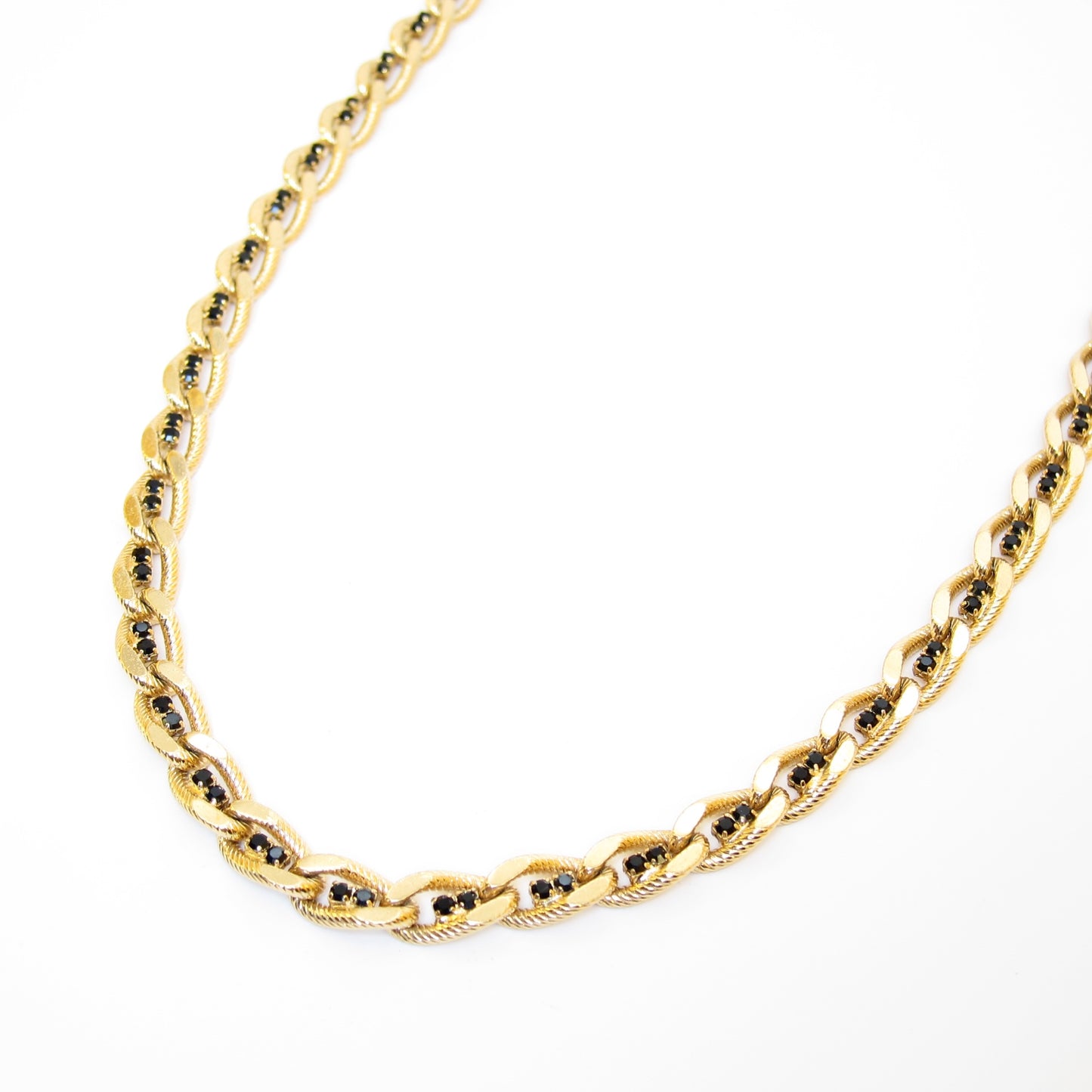Givenchy Vintage Black Color Stone Golden Chain Necklace