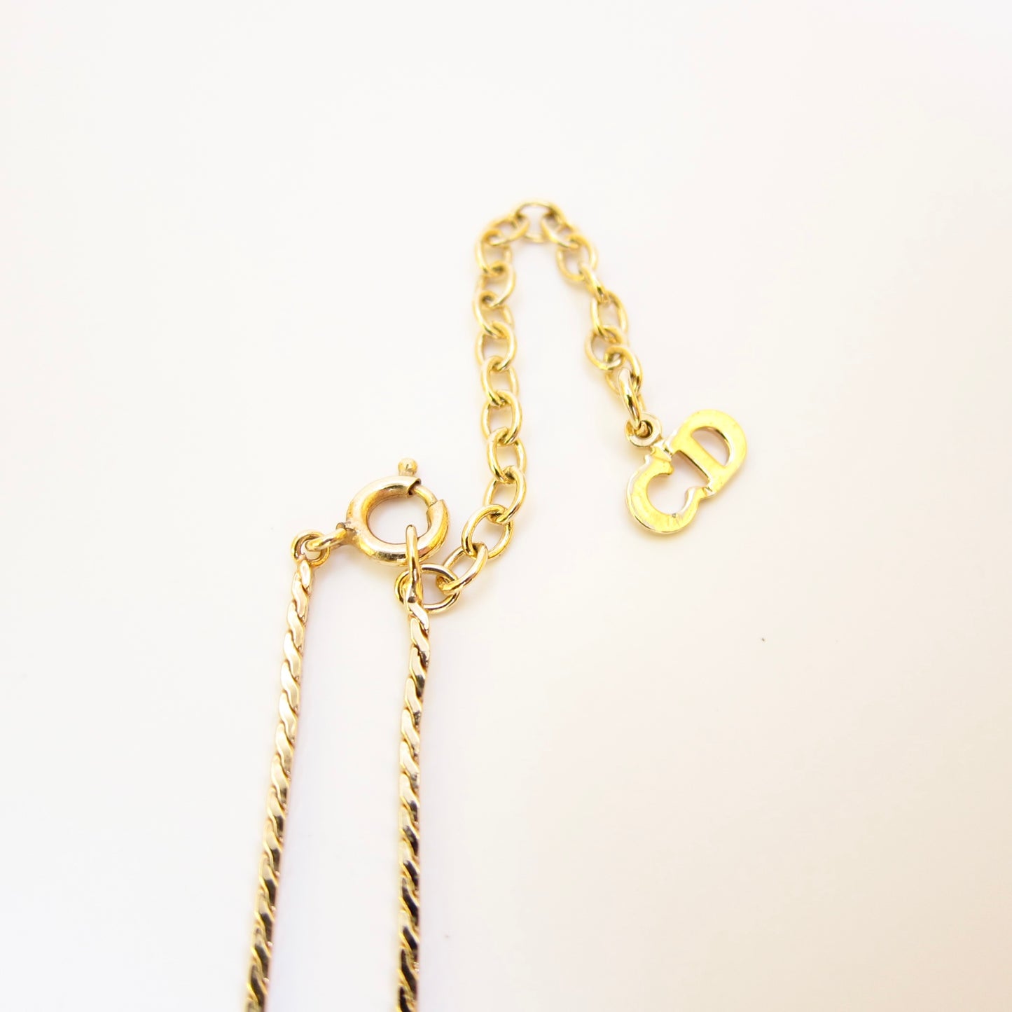 Christian Dior Vintage CD Logo and Rhinestone Golden Necklace