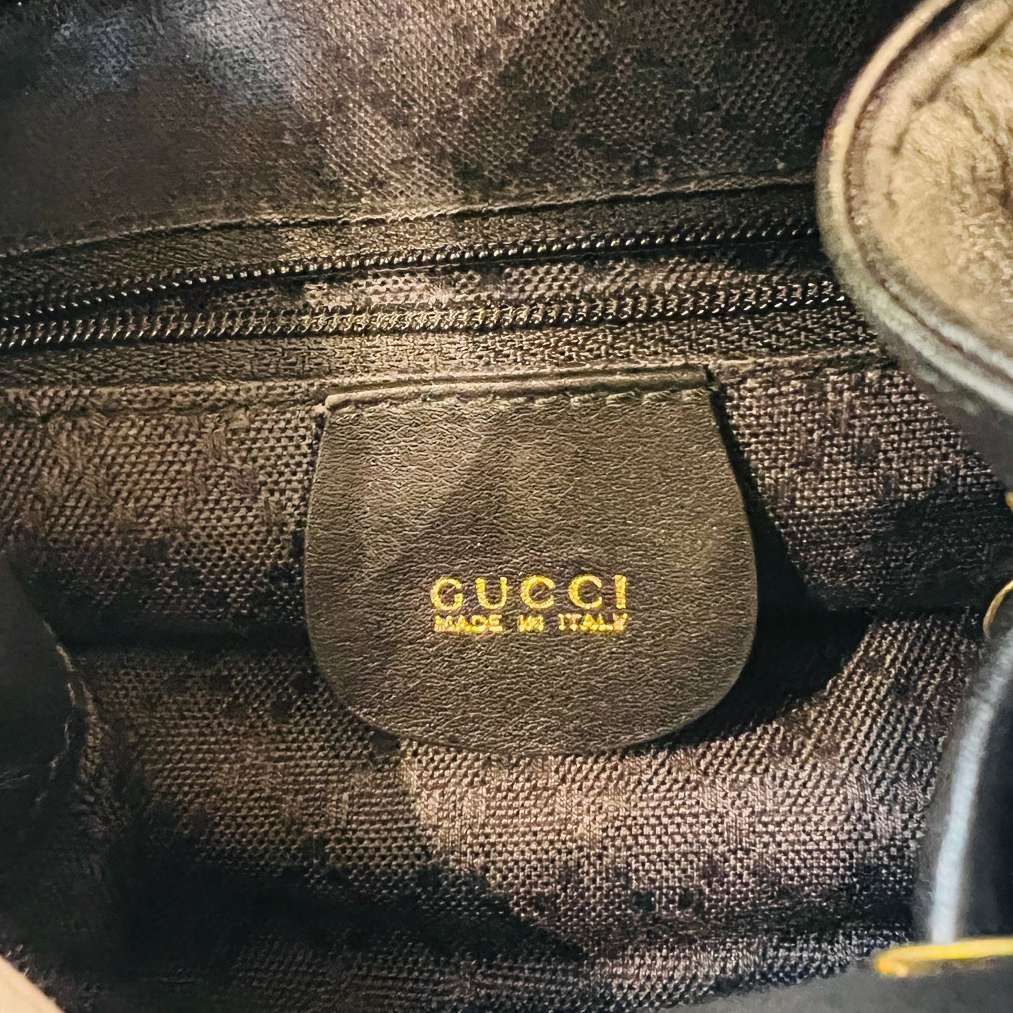 Gucci Vintage Bamboo Black Leather Small Backpack