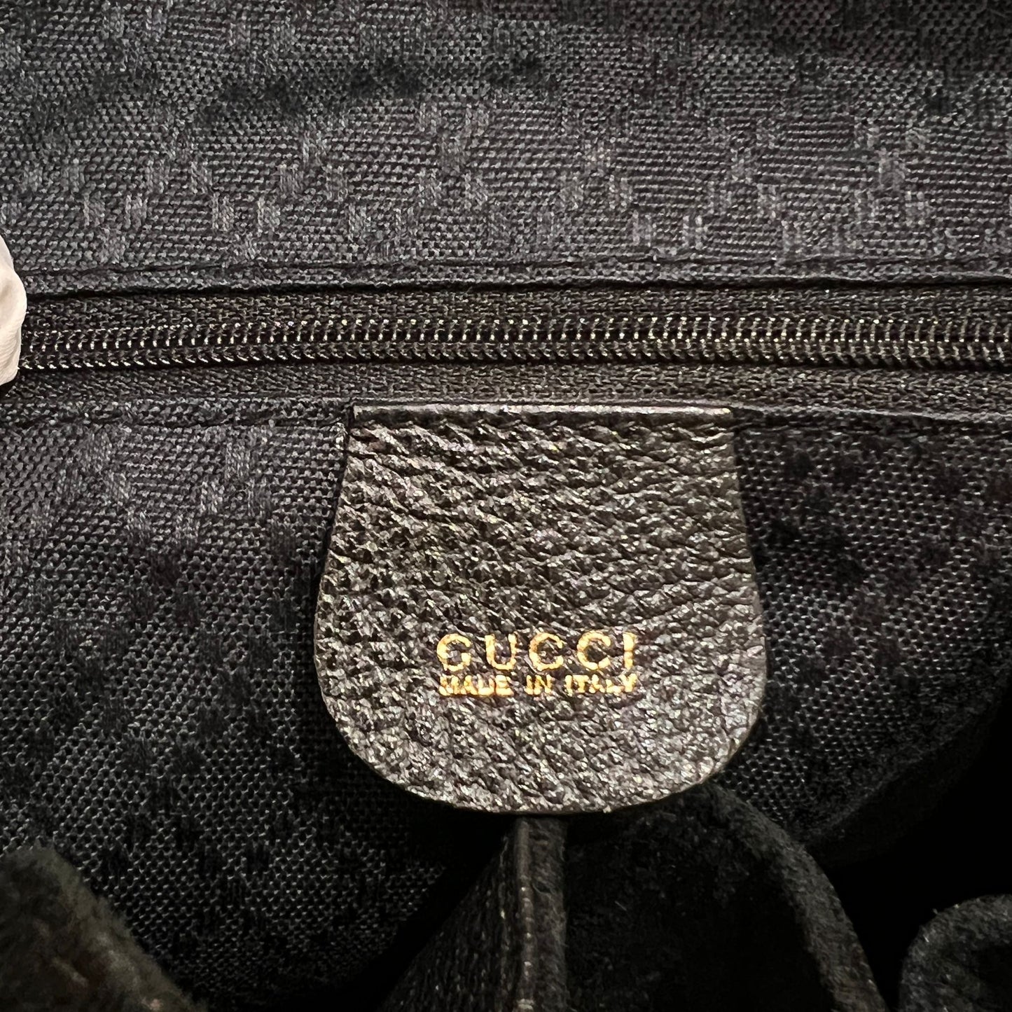 Gucci Vintage Black Suede Bamboo Backpack
