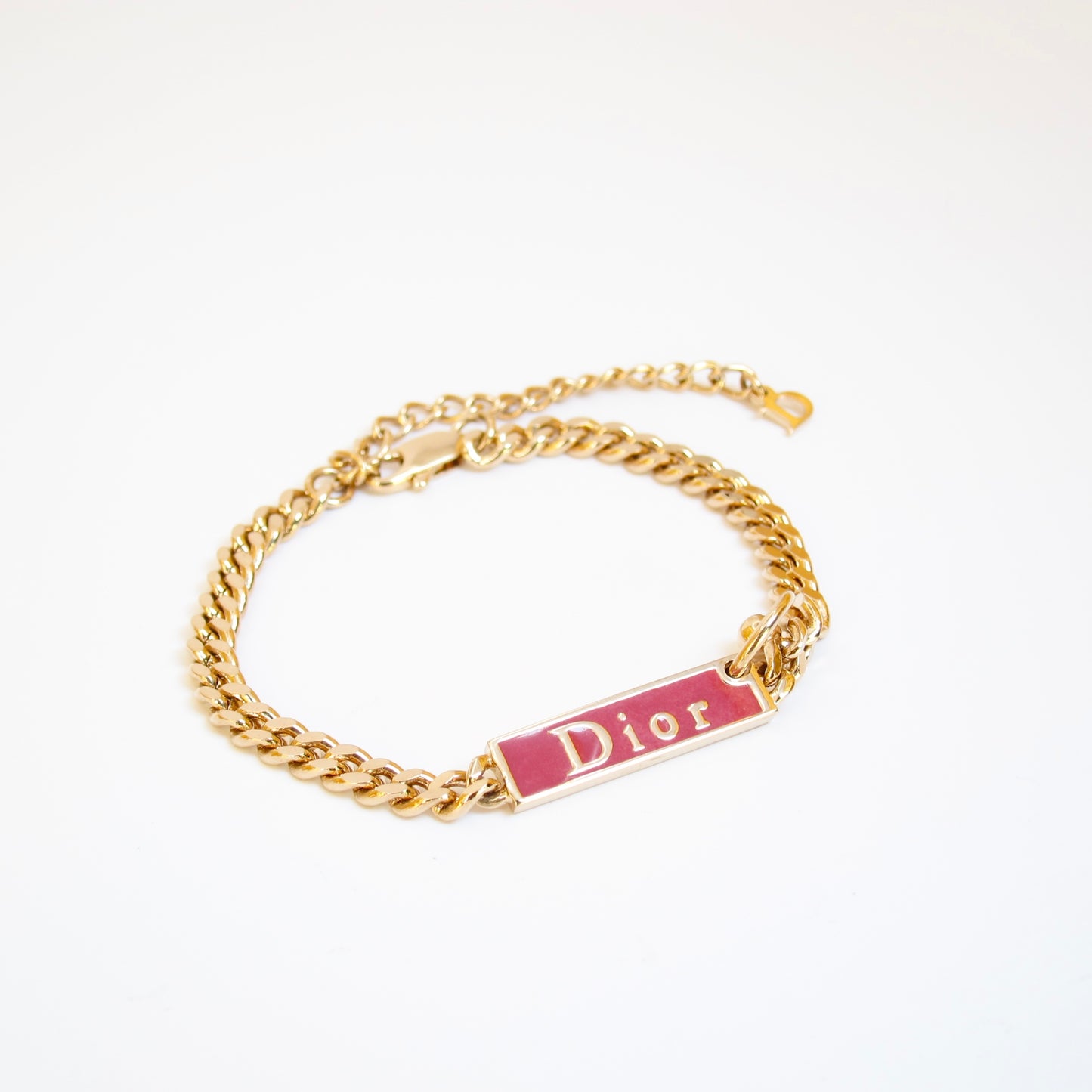 Christian Dior Vintage Dior Logo in Red and Golden Bracelet