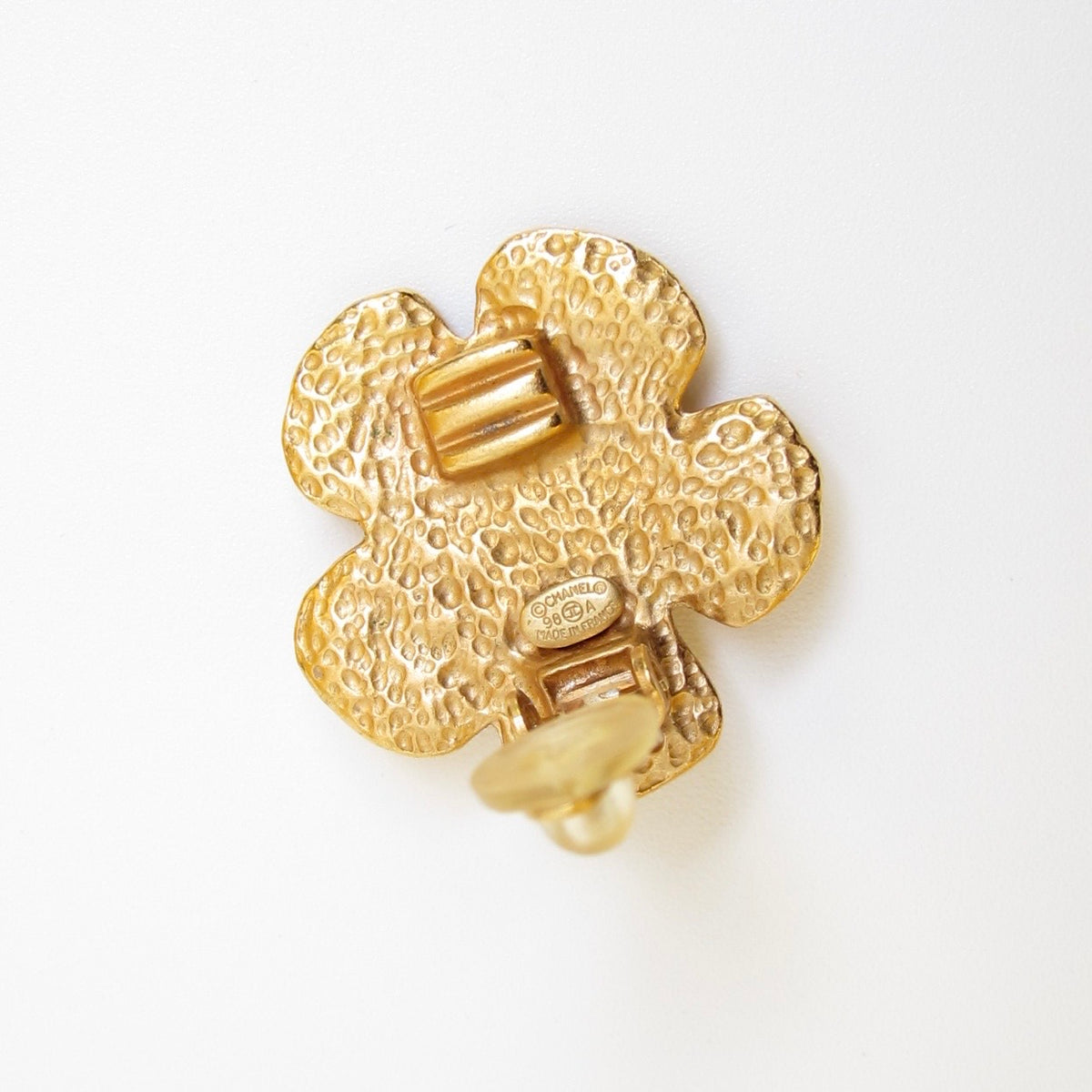 Chanel Vintage Camellia Golden Clip-on Earrings