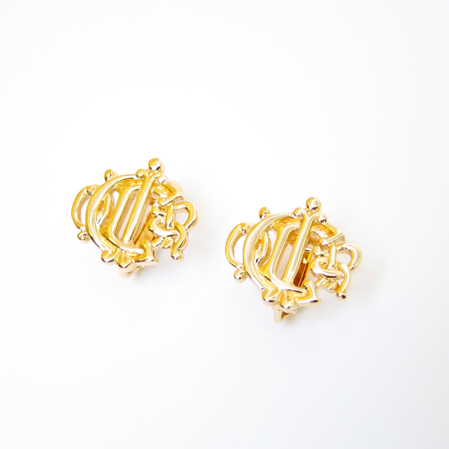 Christian Dior Vintage Dior Logo Golden Clip-on Earrings