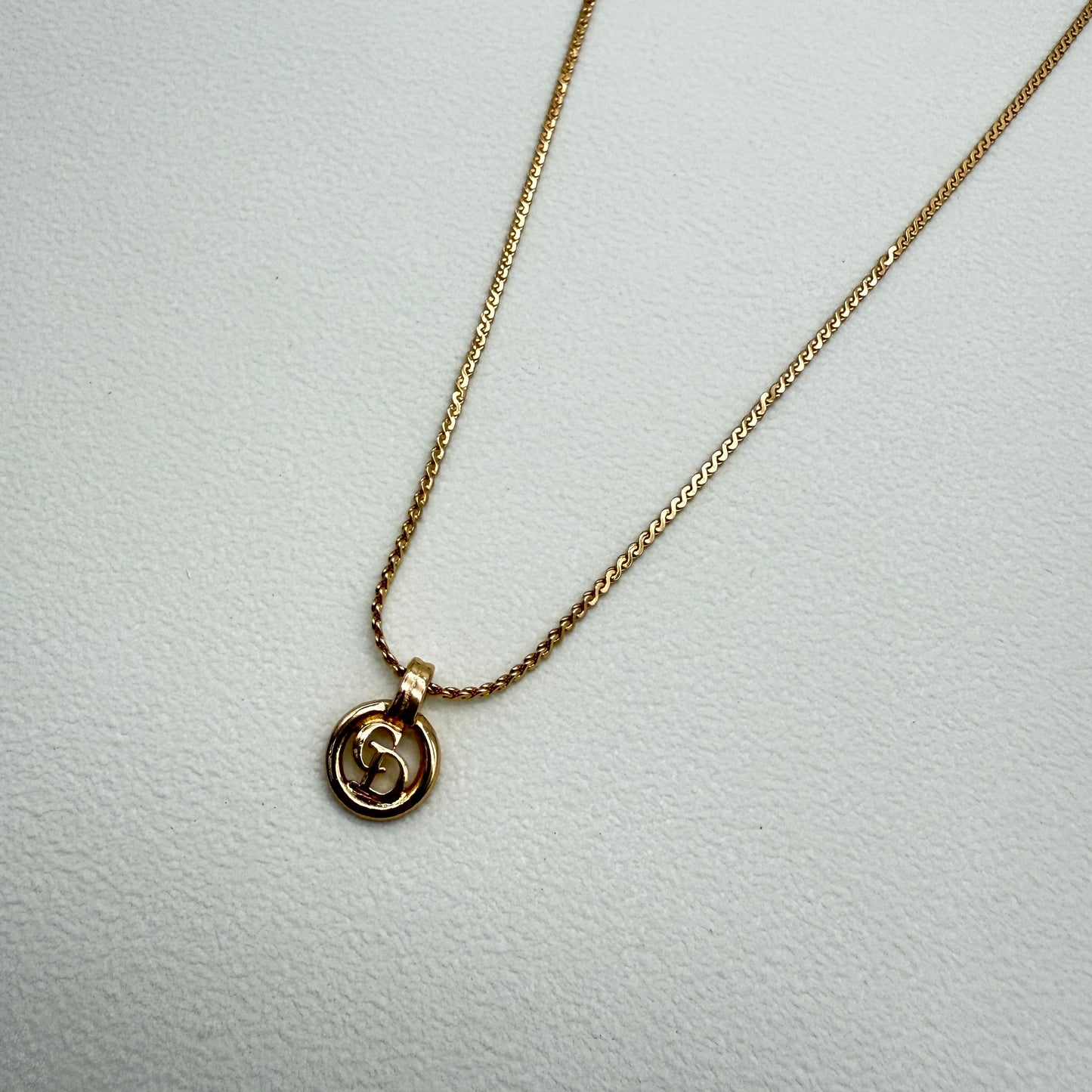 Christian Dior Vintage CD Logo in Circle Golden Necklace