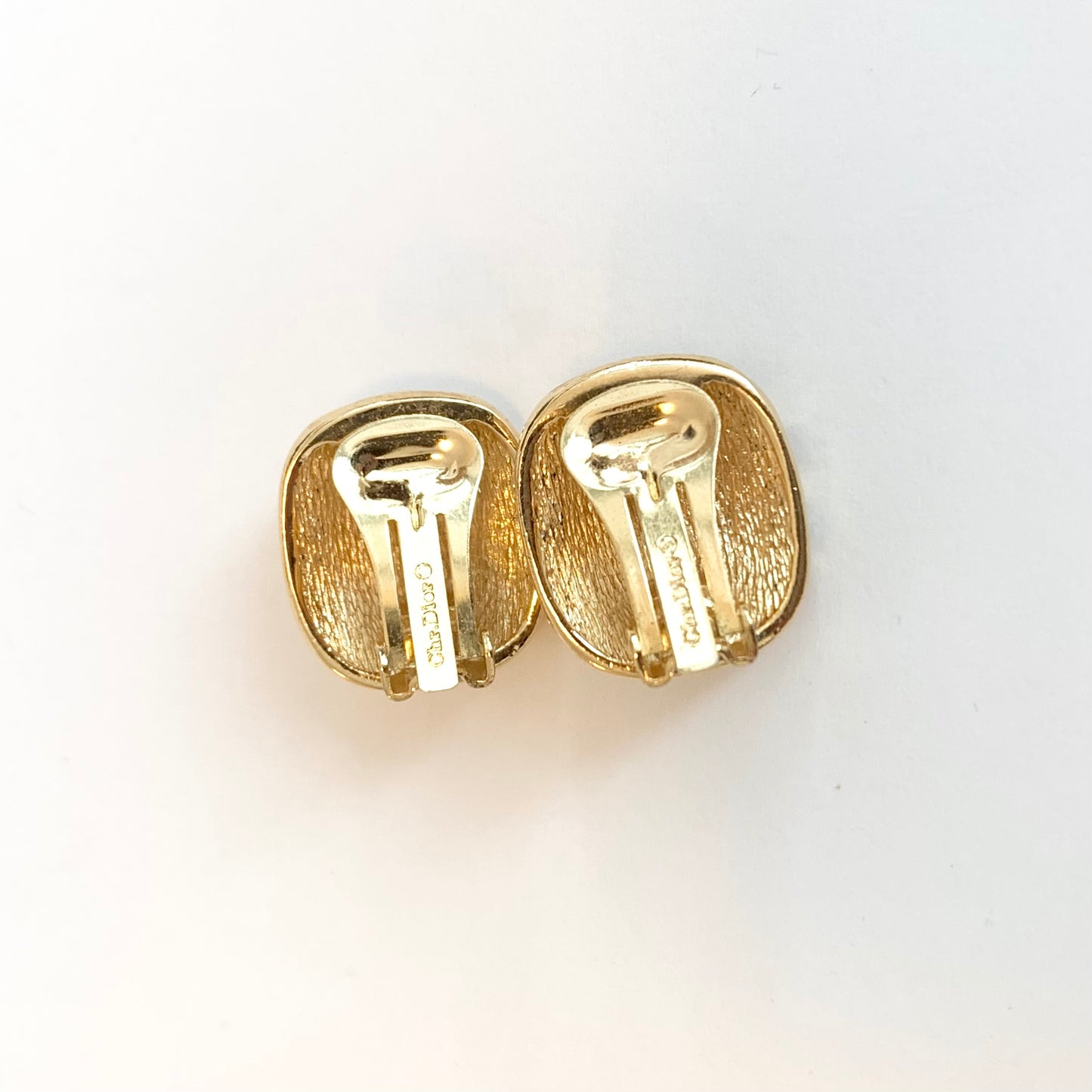 Christian Dior Vintage Red Stone and Rhinestone Golden Clip-on Earrings