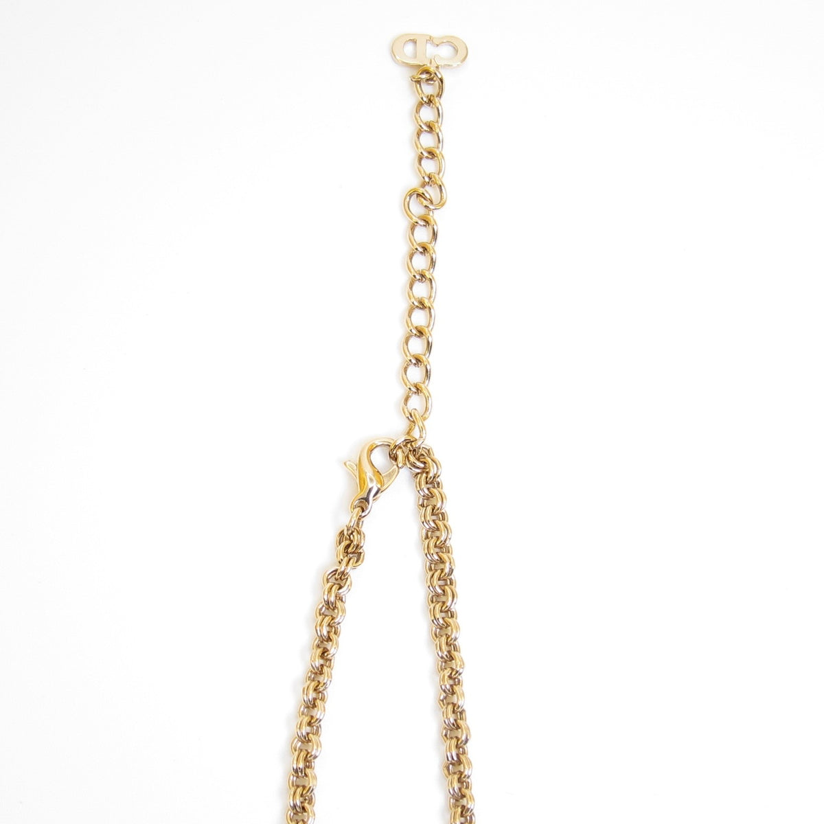 Christian Dior Vintage Rhinestone CD Station Gold-Tone Necklace