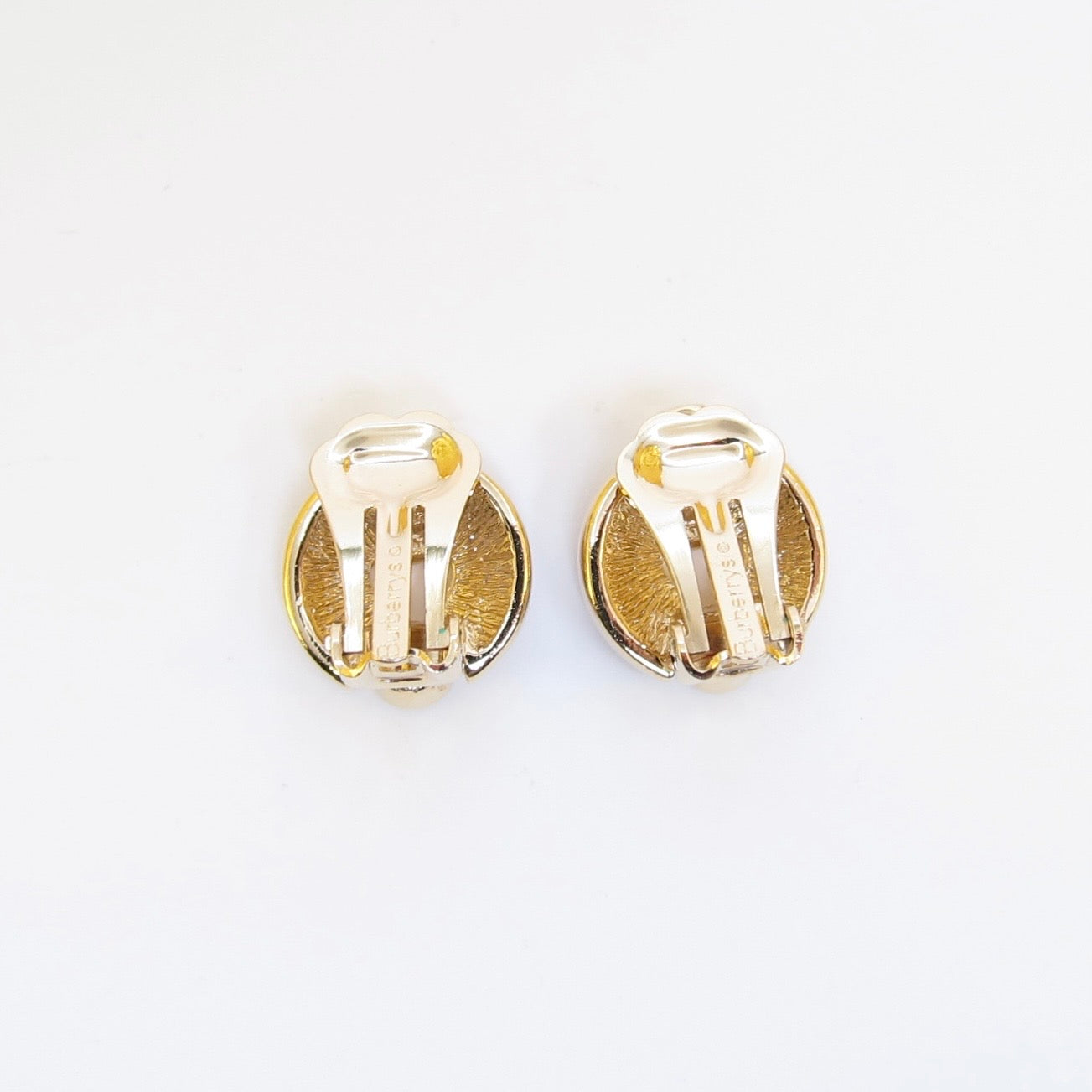 Burberry Vintage Check and Rhinestone Golden Clip-on Earrings