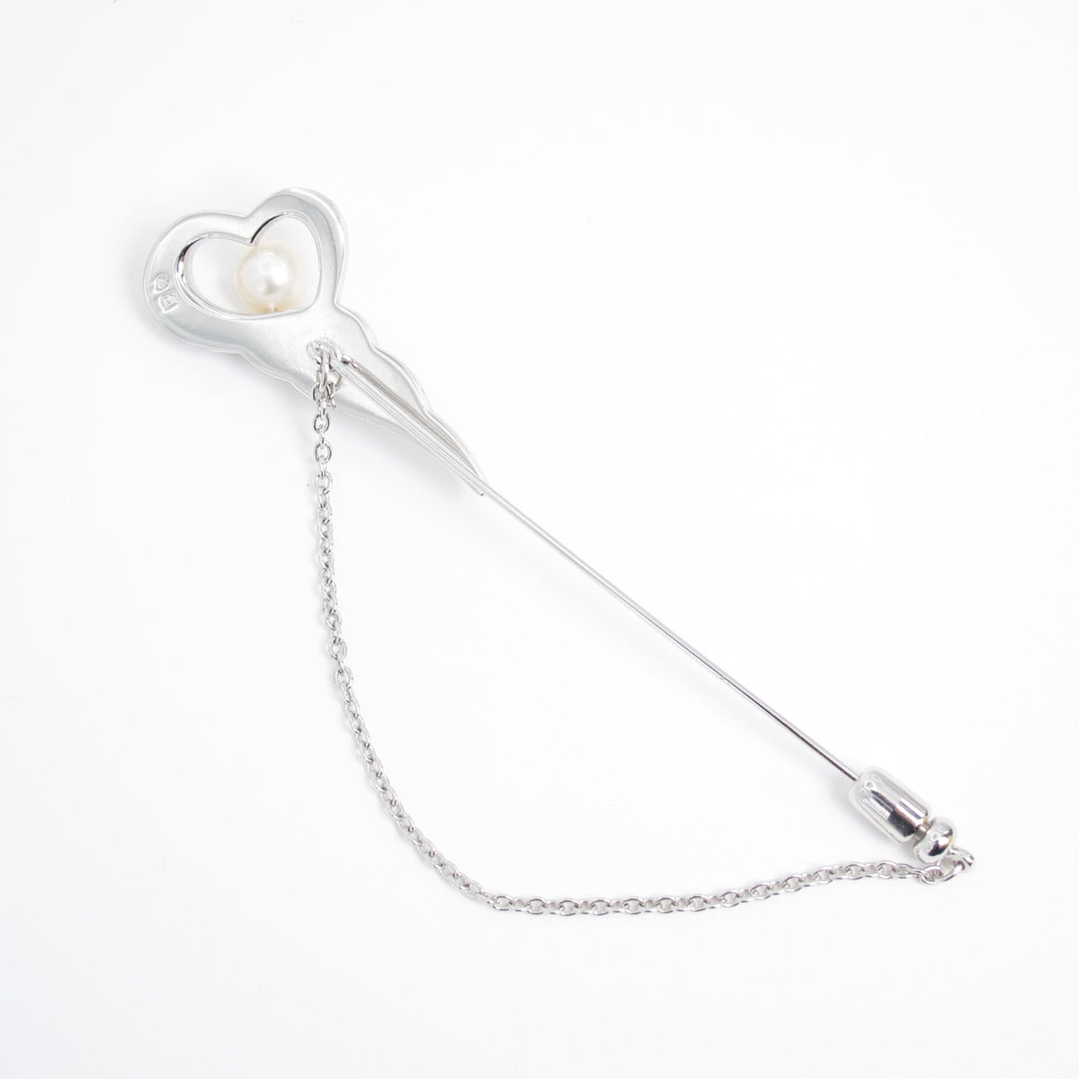 Tasaki Vintage Heart Motif with Pearl SV Brooch