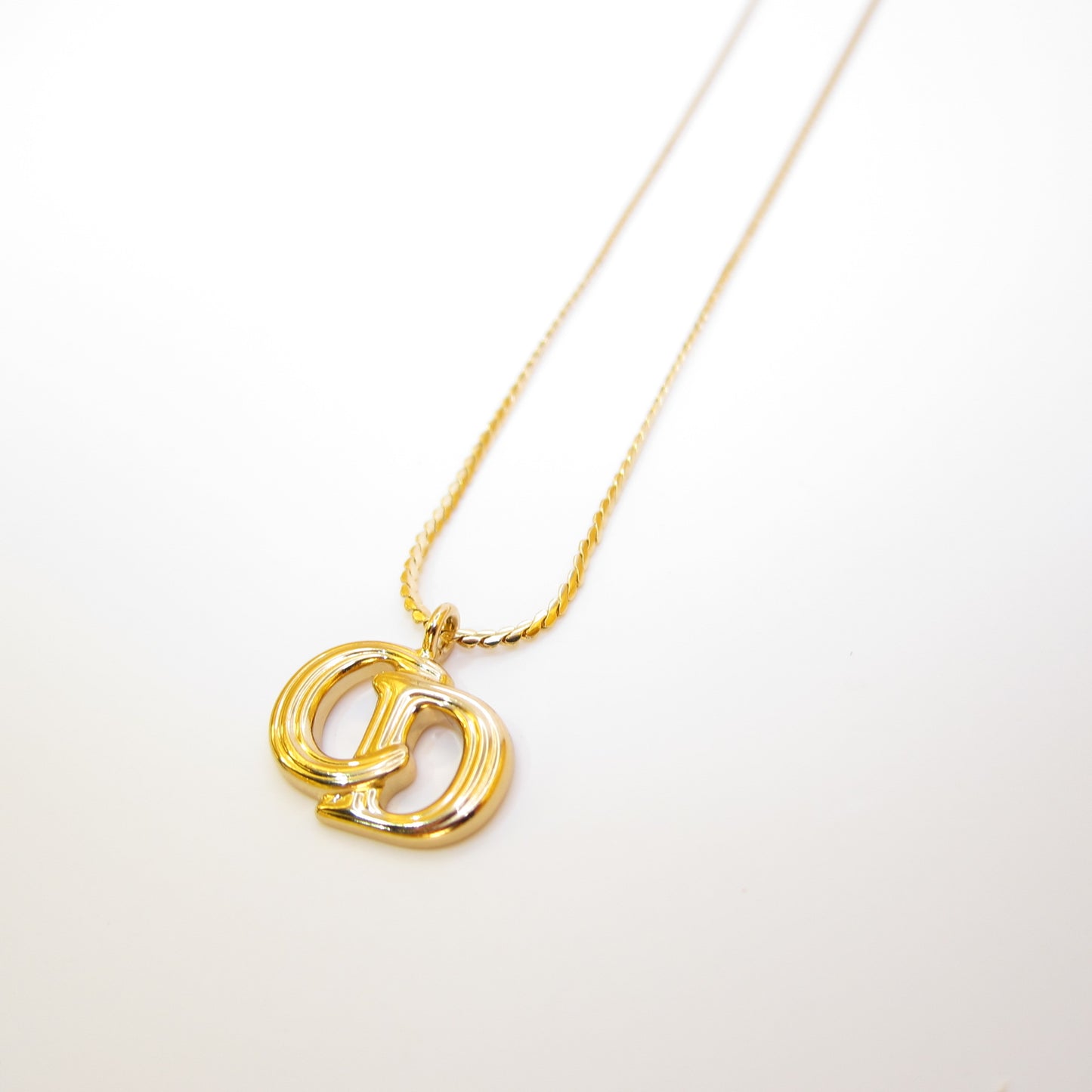 Christian Dior Vintage CD Logo Golden Necklace