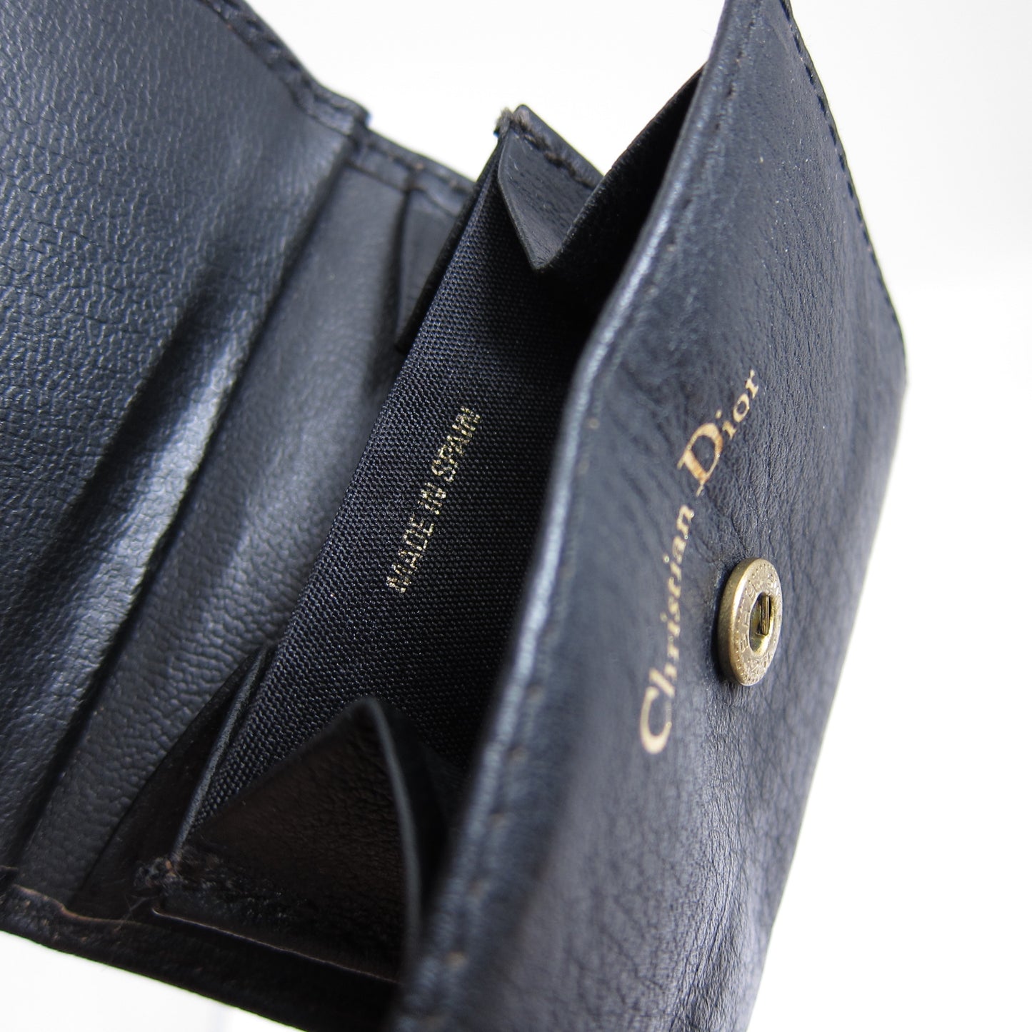 Christian Dior Vintage Dior Logo Black Leather Coin Case